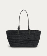 Medium Bandit Tote - Black Raffia/Black