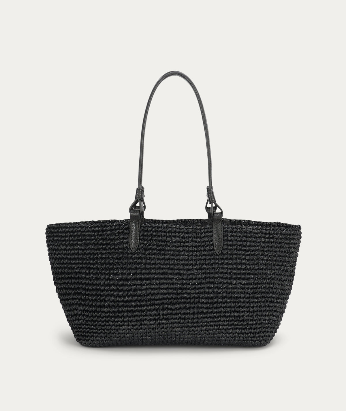 Medium Bandit Tote - Black Raffia/Black