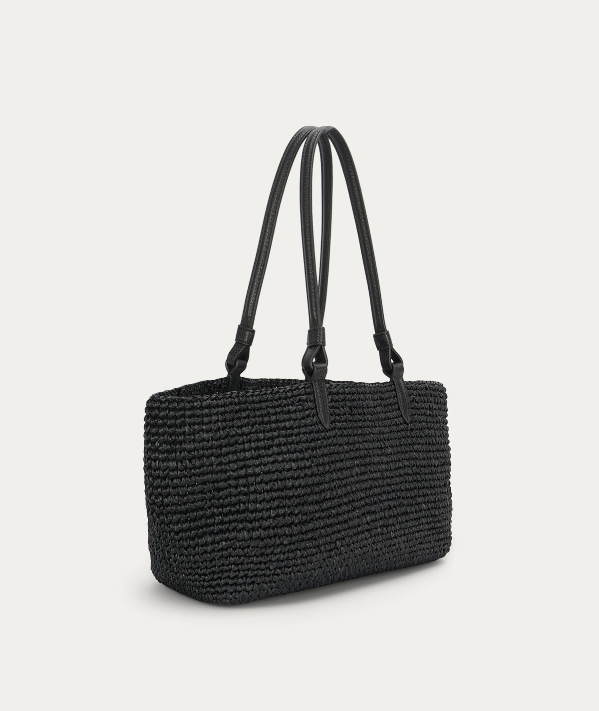 Medium Bandit Tote - Black Raffia/Black