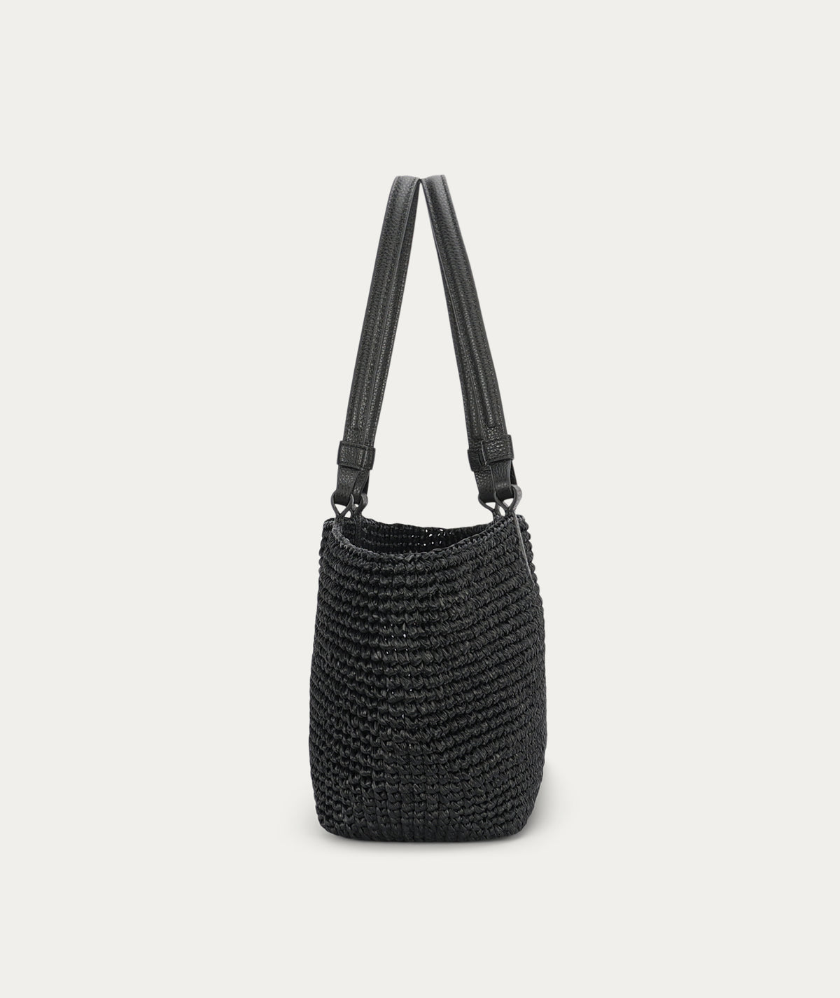 Medium Bandit Tote - Black Raffia/Black