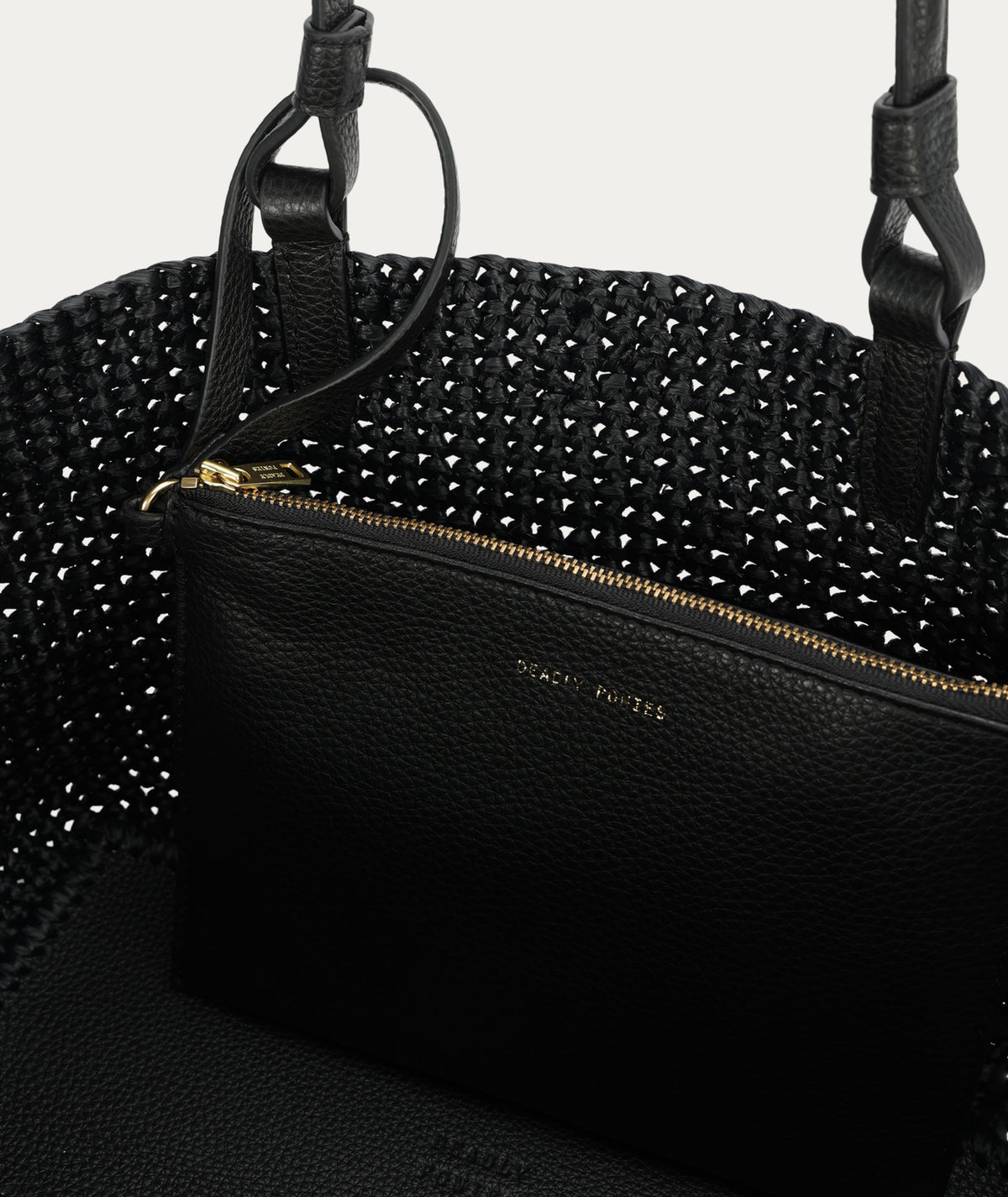 Medium Bandit Tote - Black Raffia/Black