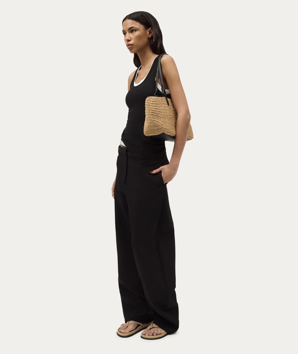 Medium Bandit Tote - Natural Raffia/Black