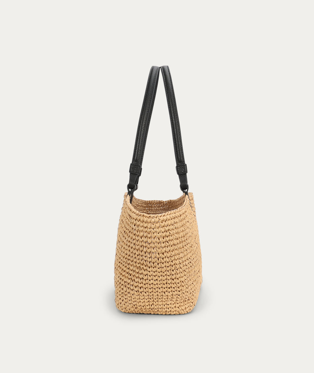 Medium Bandit Tote - Natural Raffia/Black