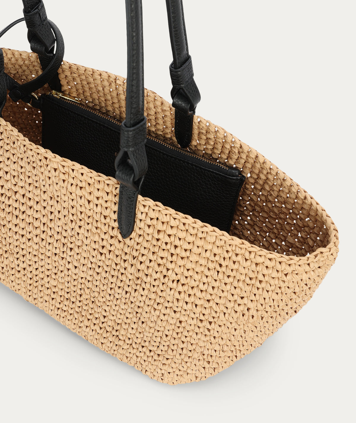 Medium Bandit Tote - Natural Raffia/Black