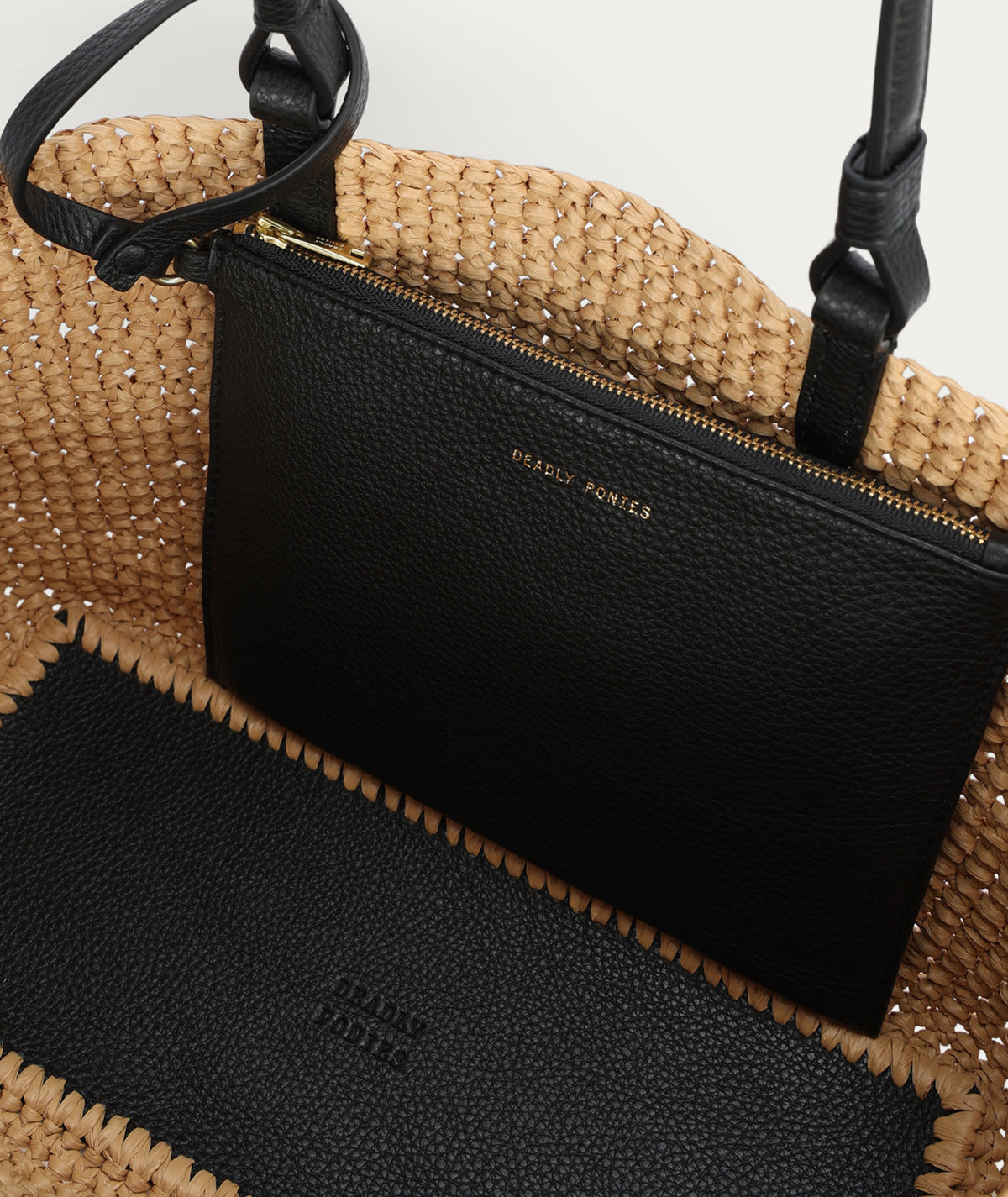 Medium Bandit Tote - Natural Raffia/Black