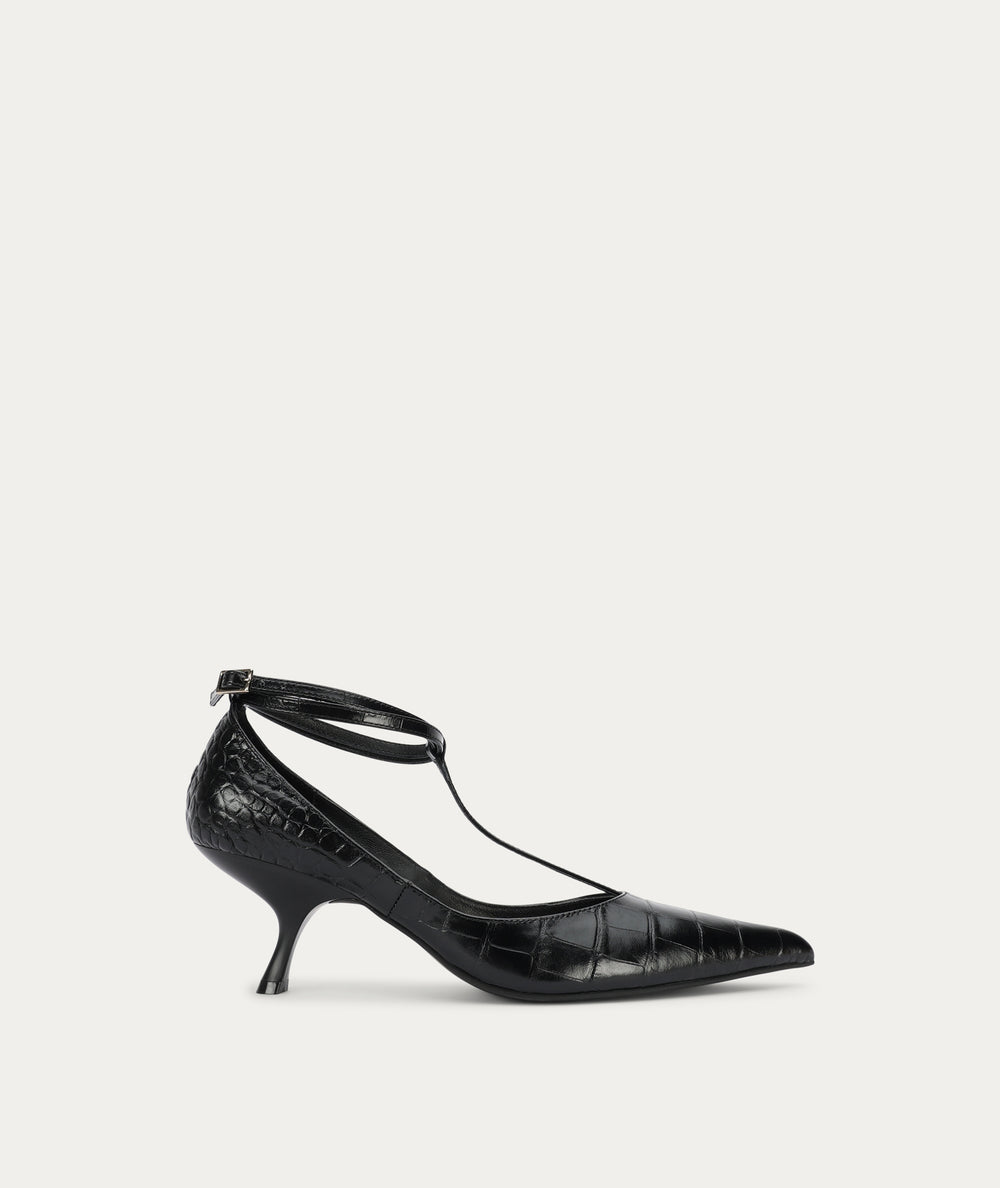 Epona Heel - Black Croc