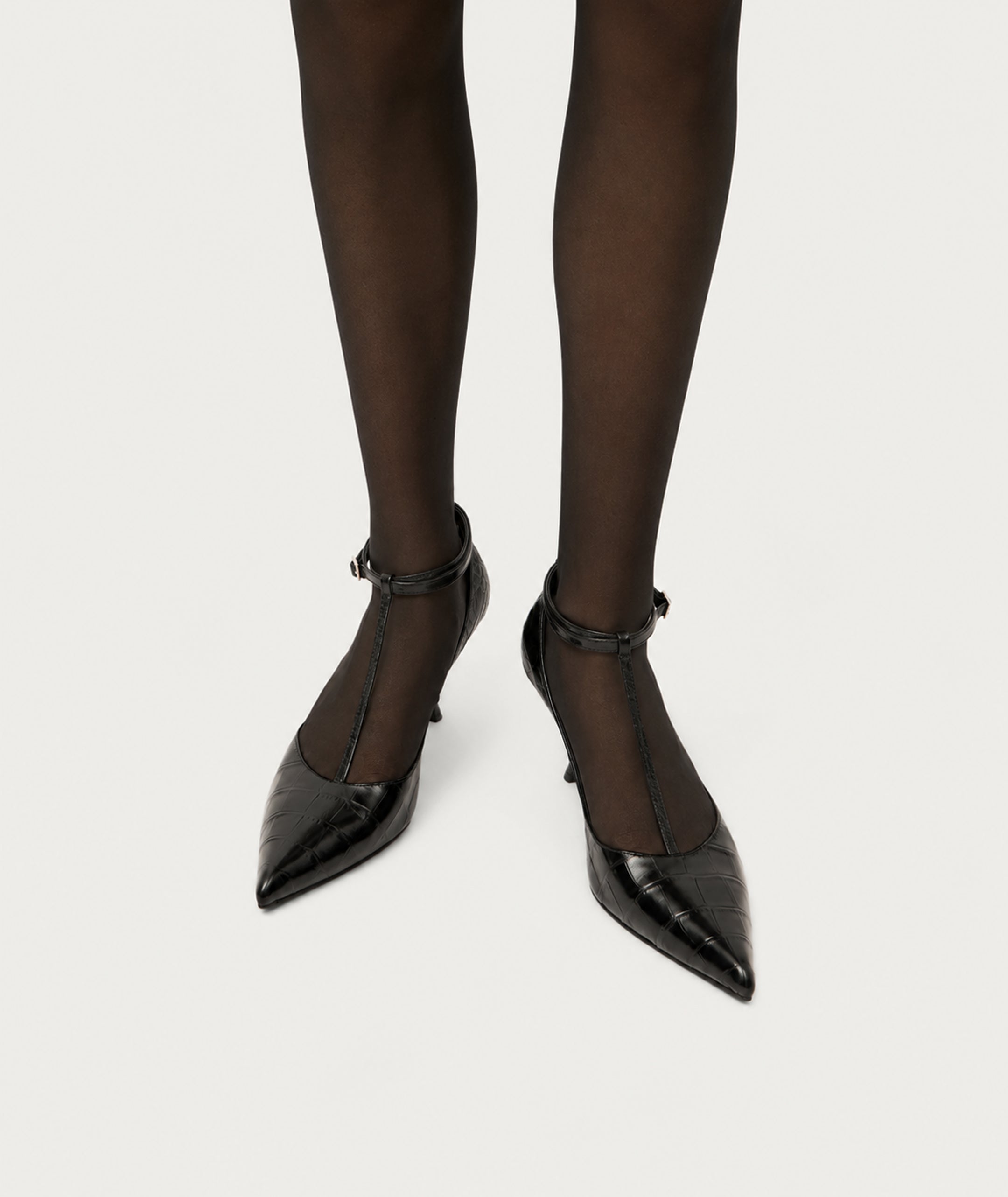Epona Heel - Black Croc