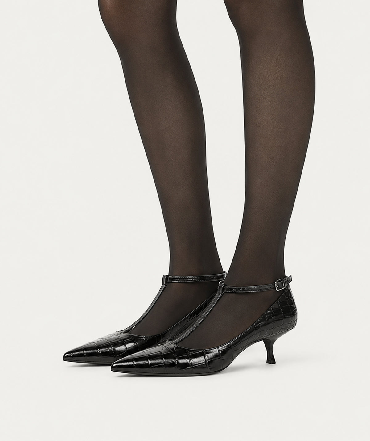 Epona Heel - Black Croc