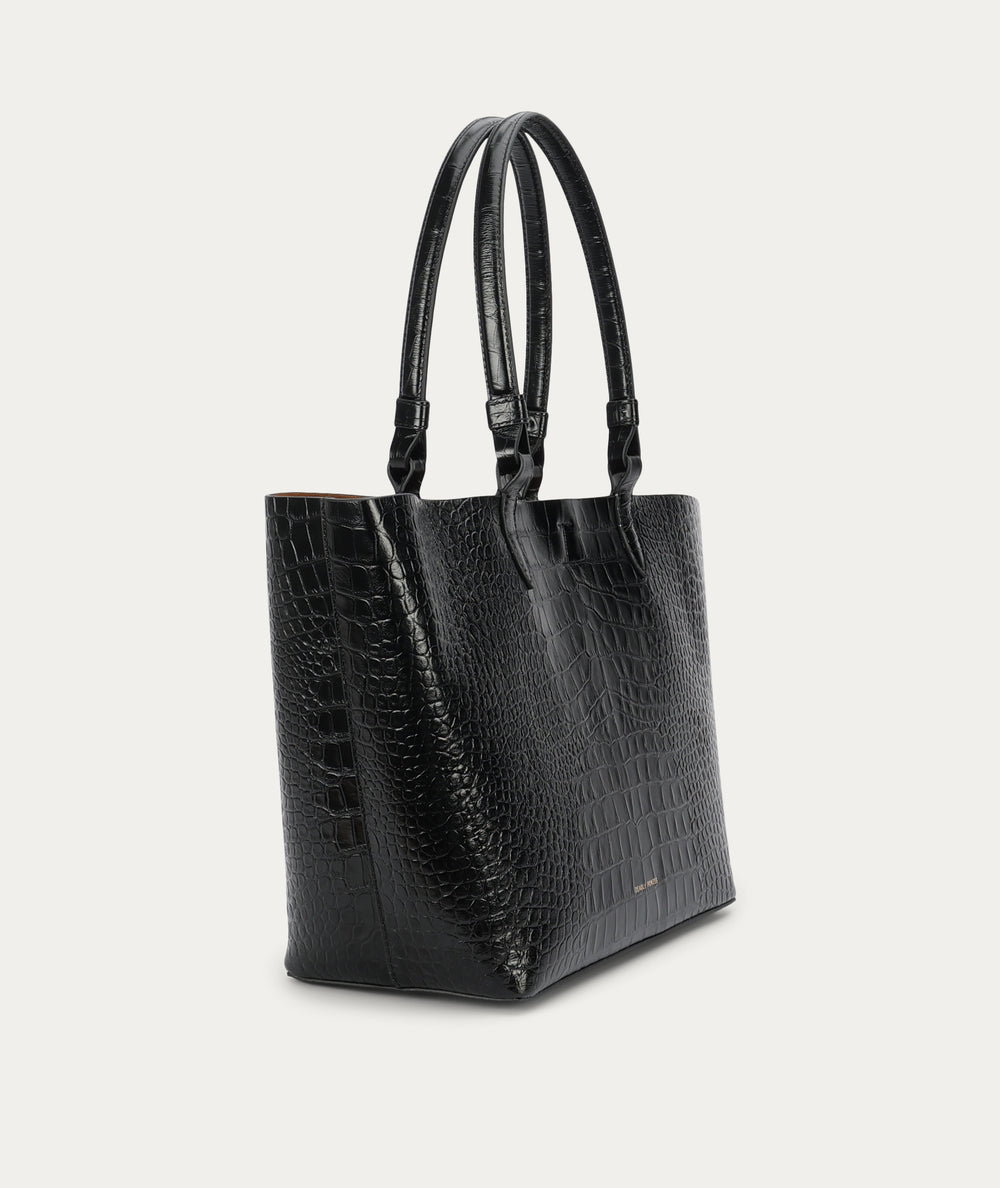Large Bandit Tote - Black Croc