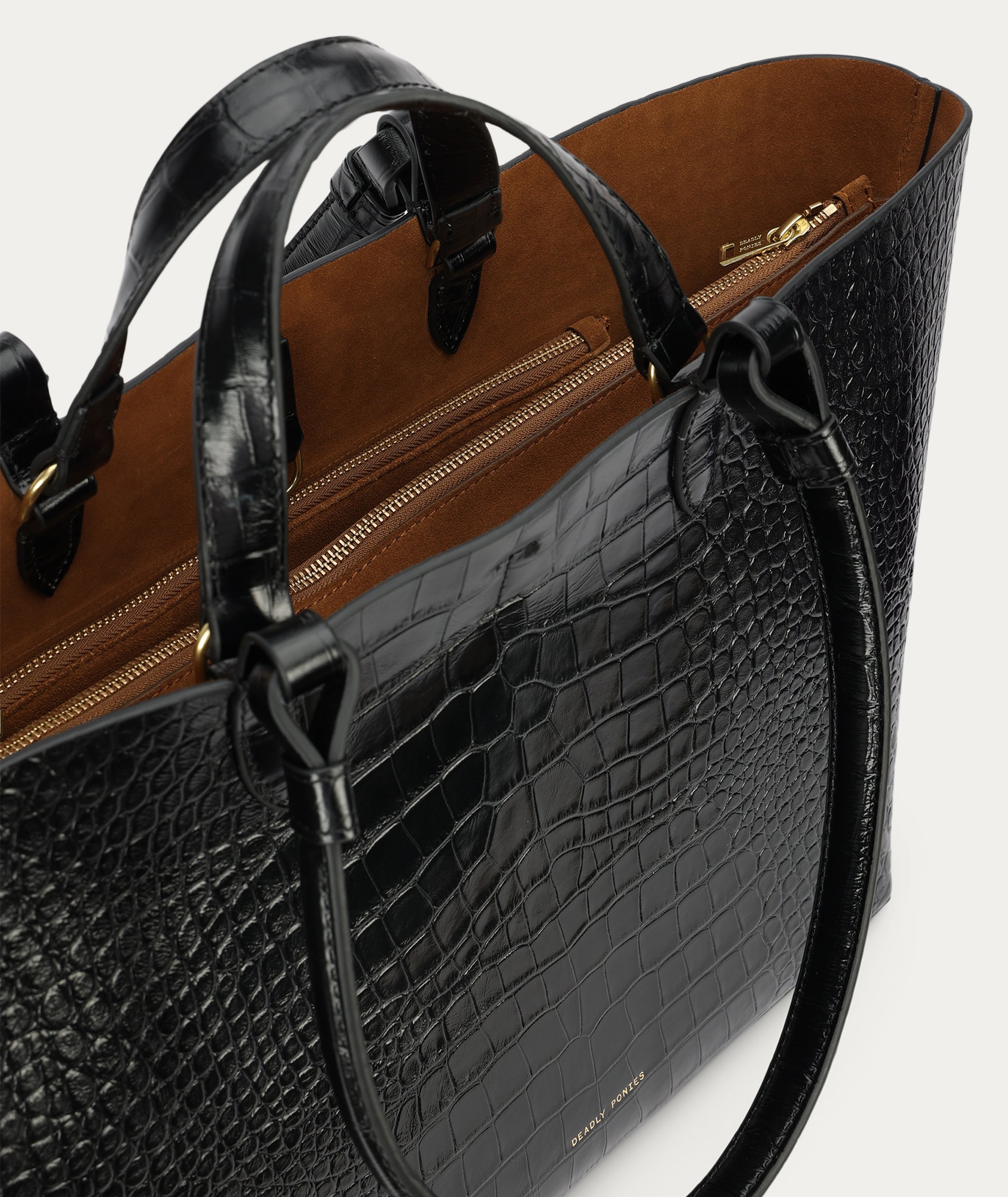 Large Bandit Tote - Black Croc