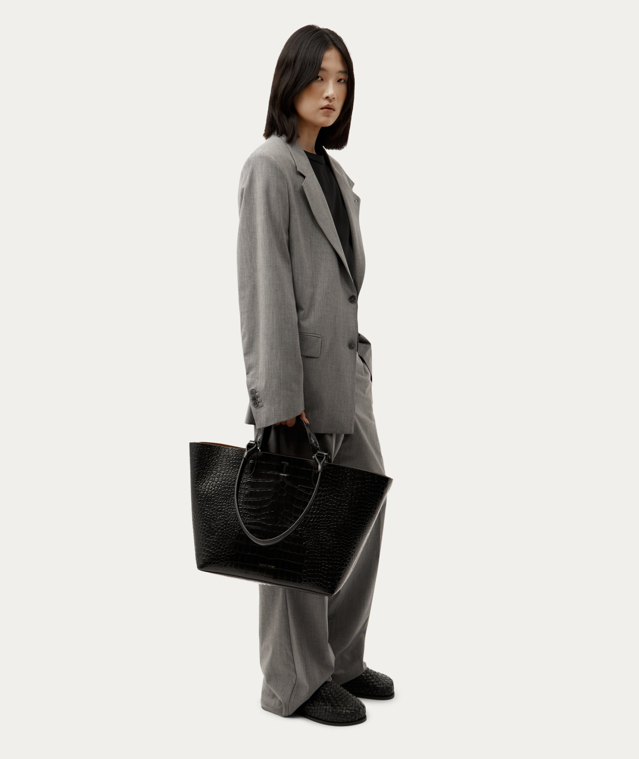 Large Bandit Tote - Black Croc