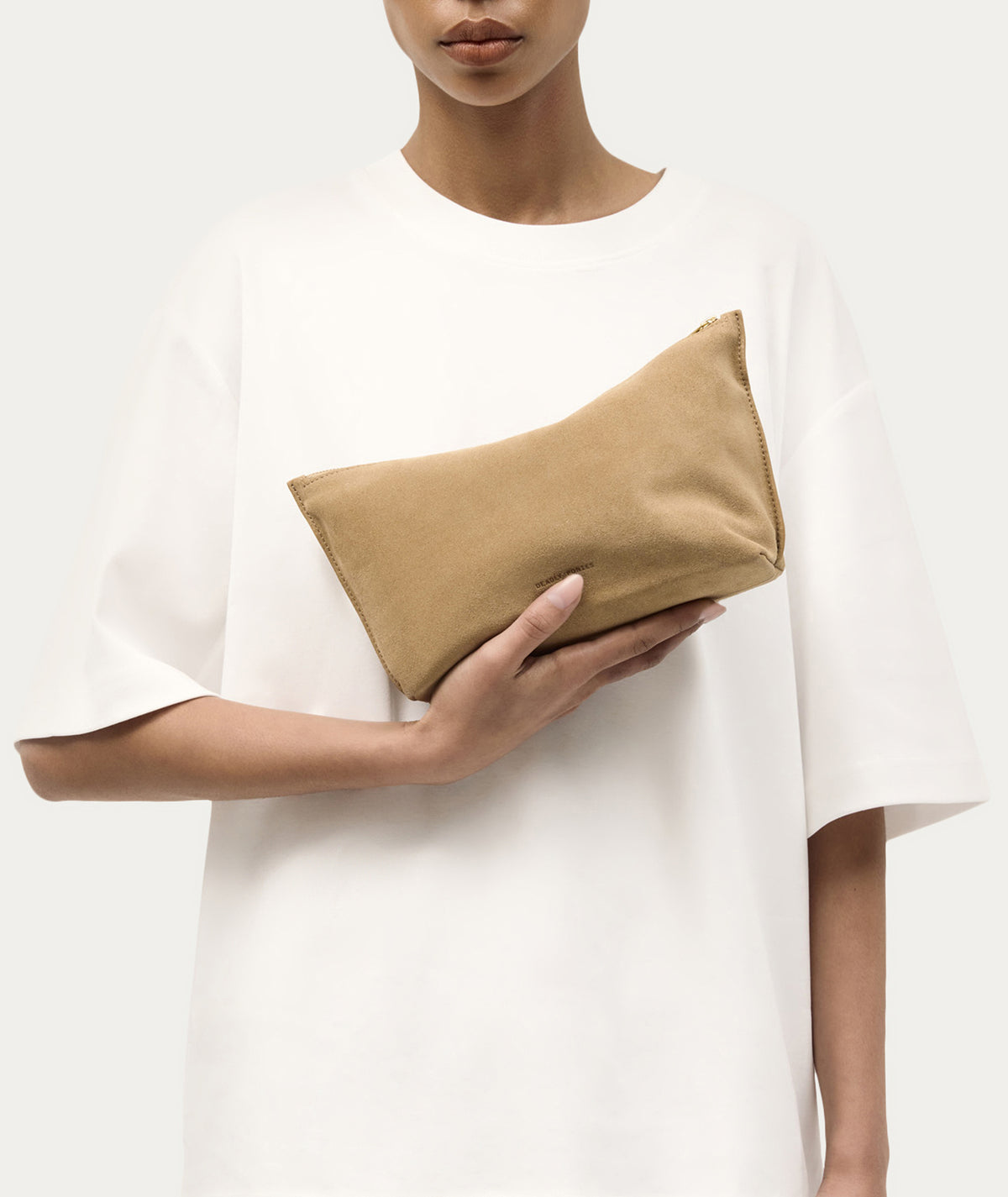 Large Poucher - Oat Suede