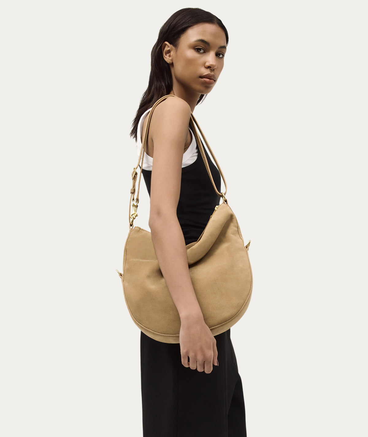Leopard Hobo - Oat Suede