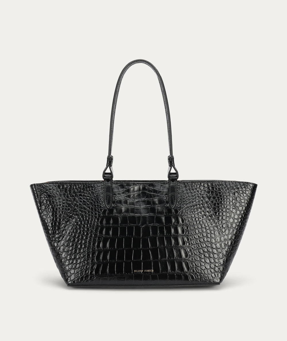 Medium Bandit Tote - Black Croc
