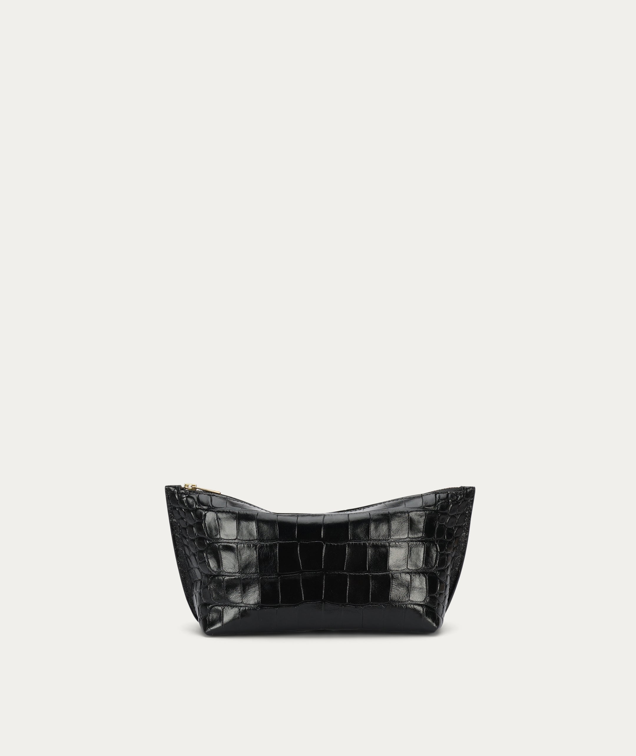 Medium Poucher - Black Croc