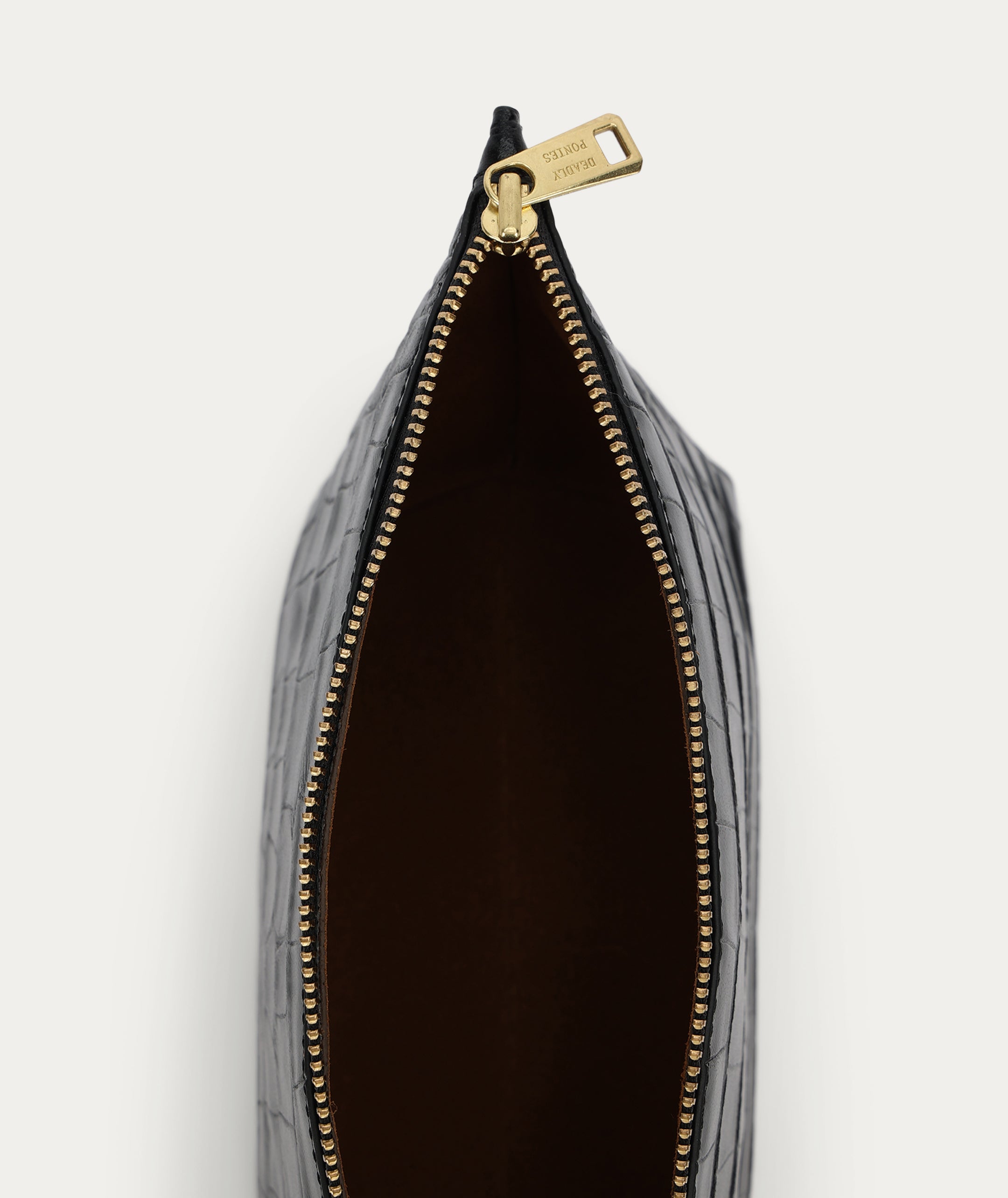 Medium Poucher - Black Croc