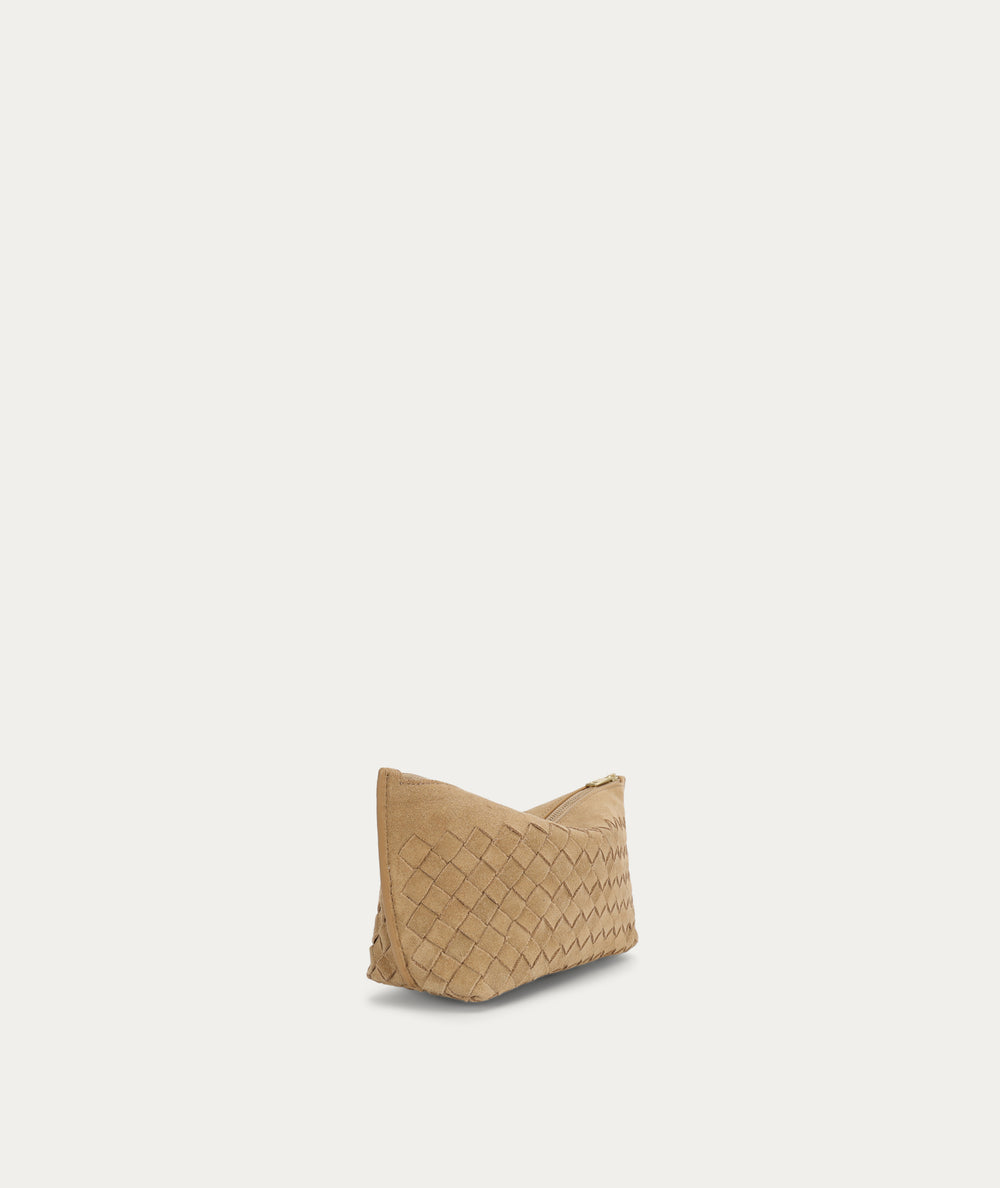 Medium Poucher - Oat Woven Suede