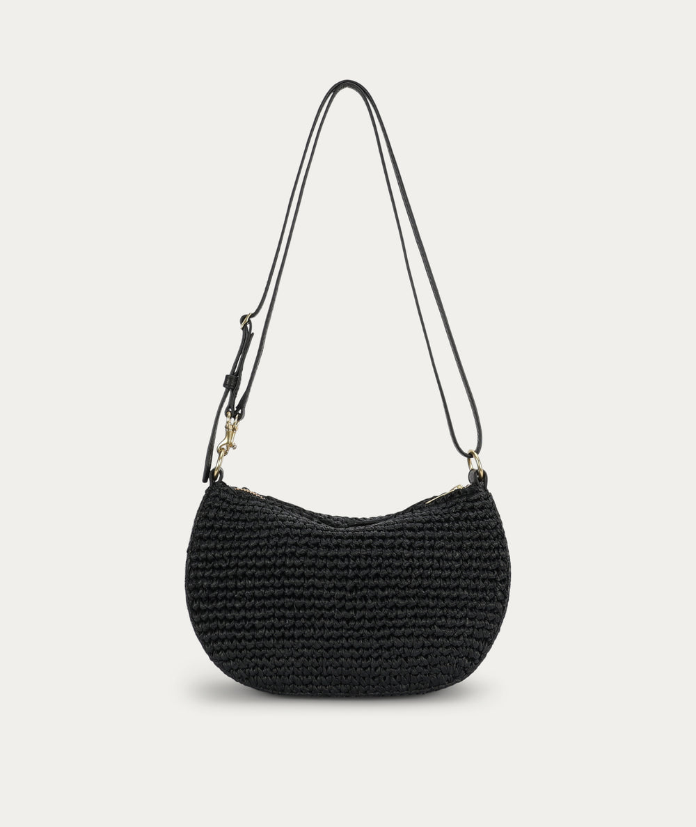 Mini Sling Bag - Black Raffia/Black