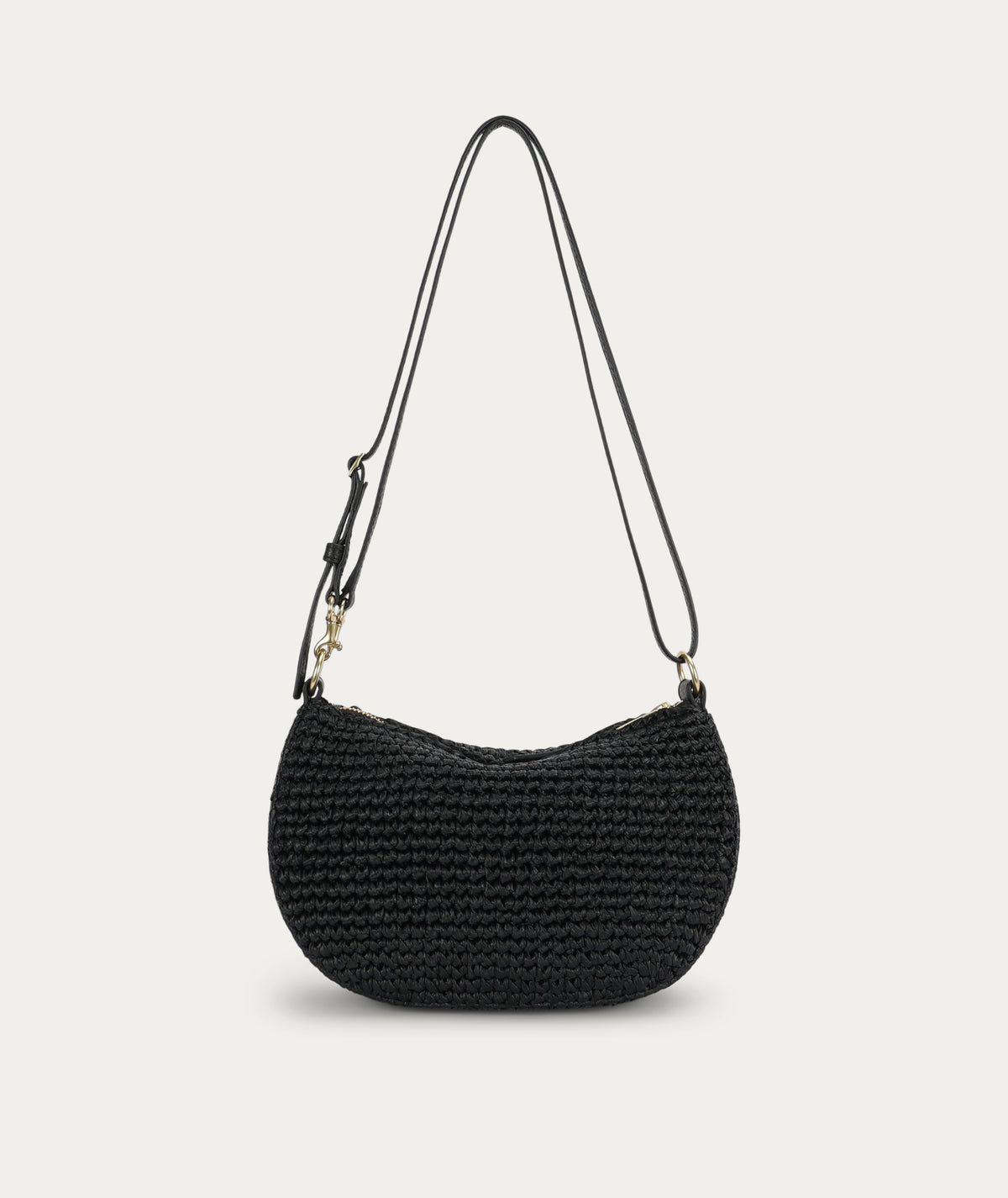 Mini Sling Bag - Black Raffia/Black