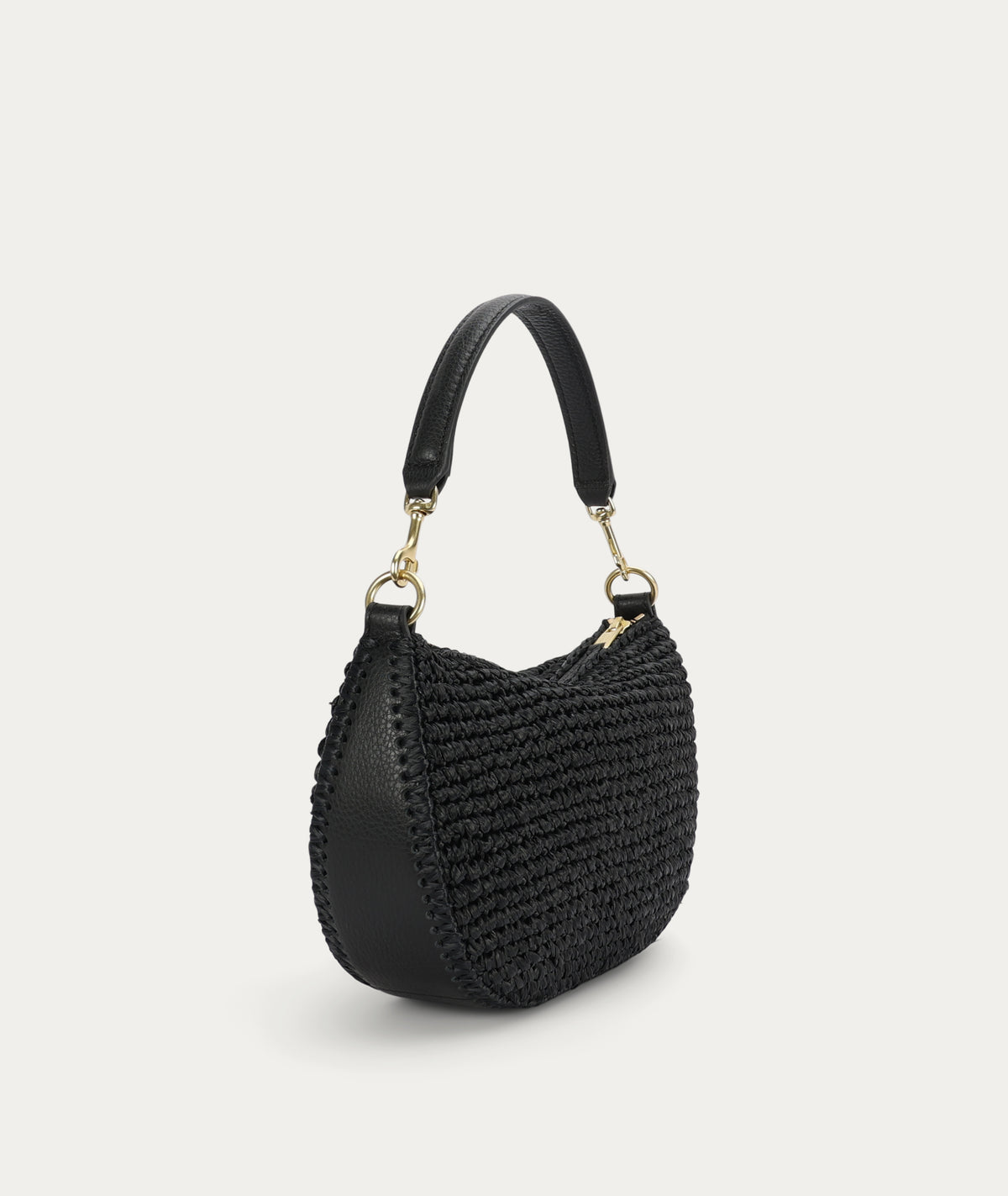 Mini Sling Bag - Black Raffia/Black