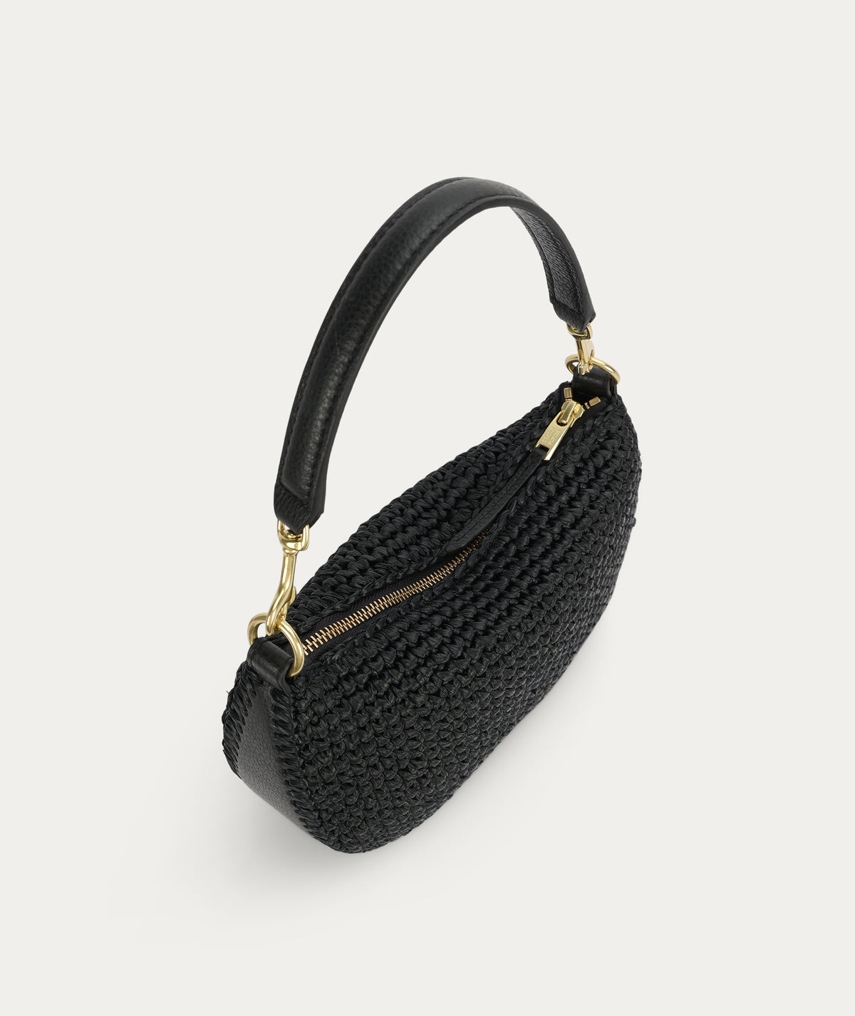 Mini Sling Bag - Black Raffia/Black