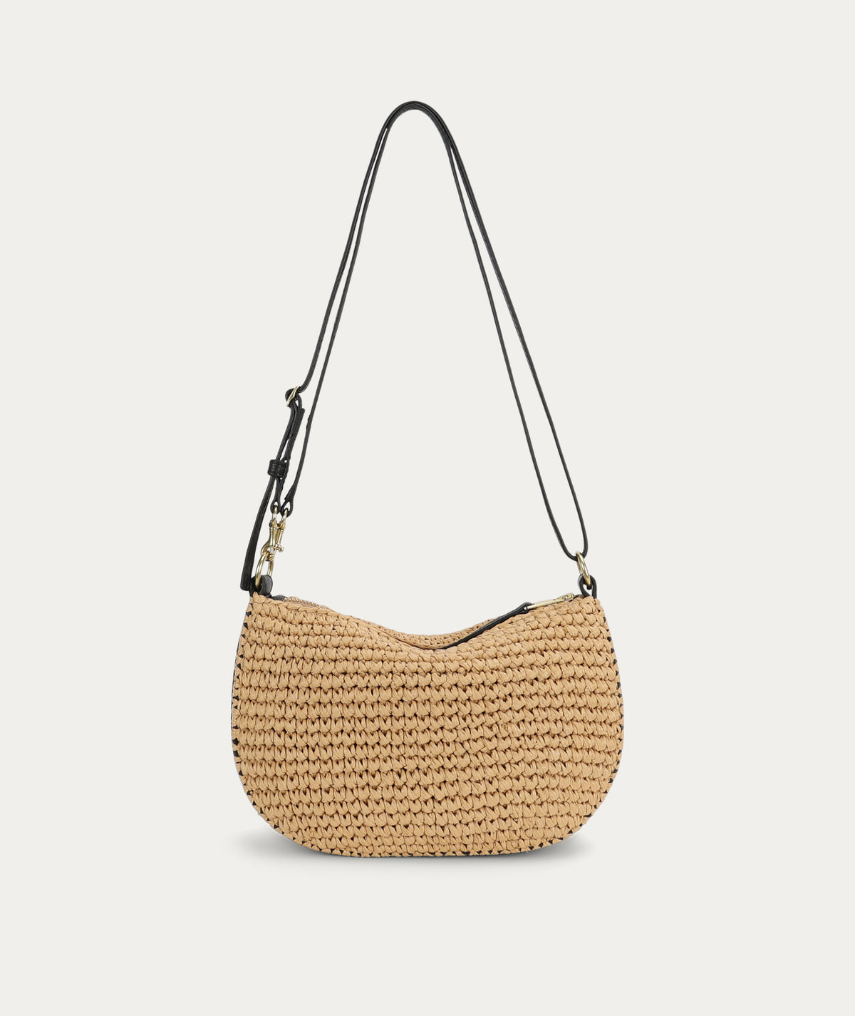 Mini Sling Bag - Natural Raffia/Black