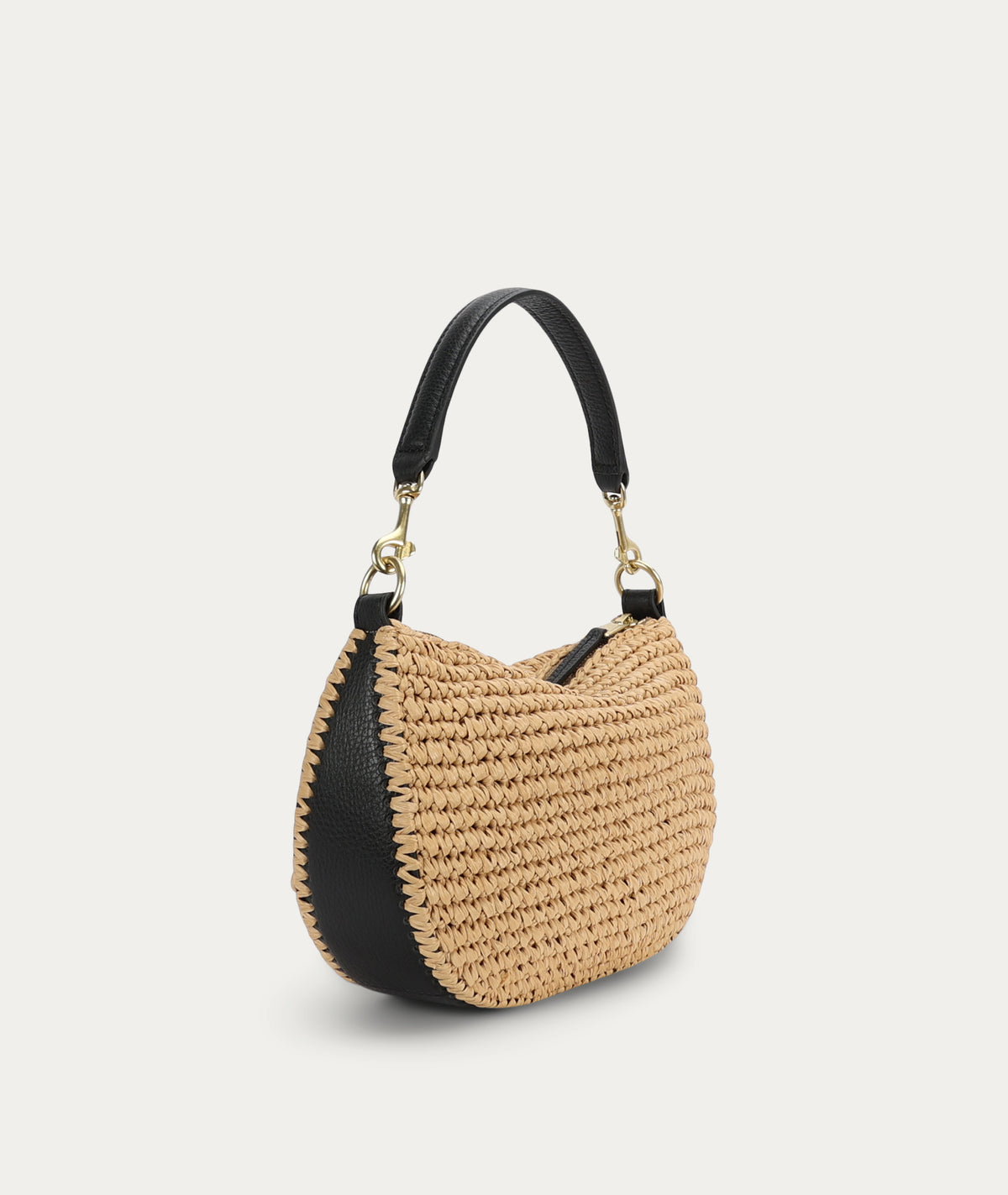 Mini Sling Bag - Natural Raffia/Black
