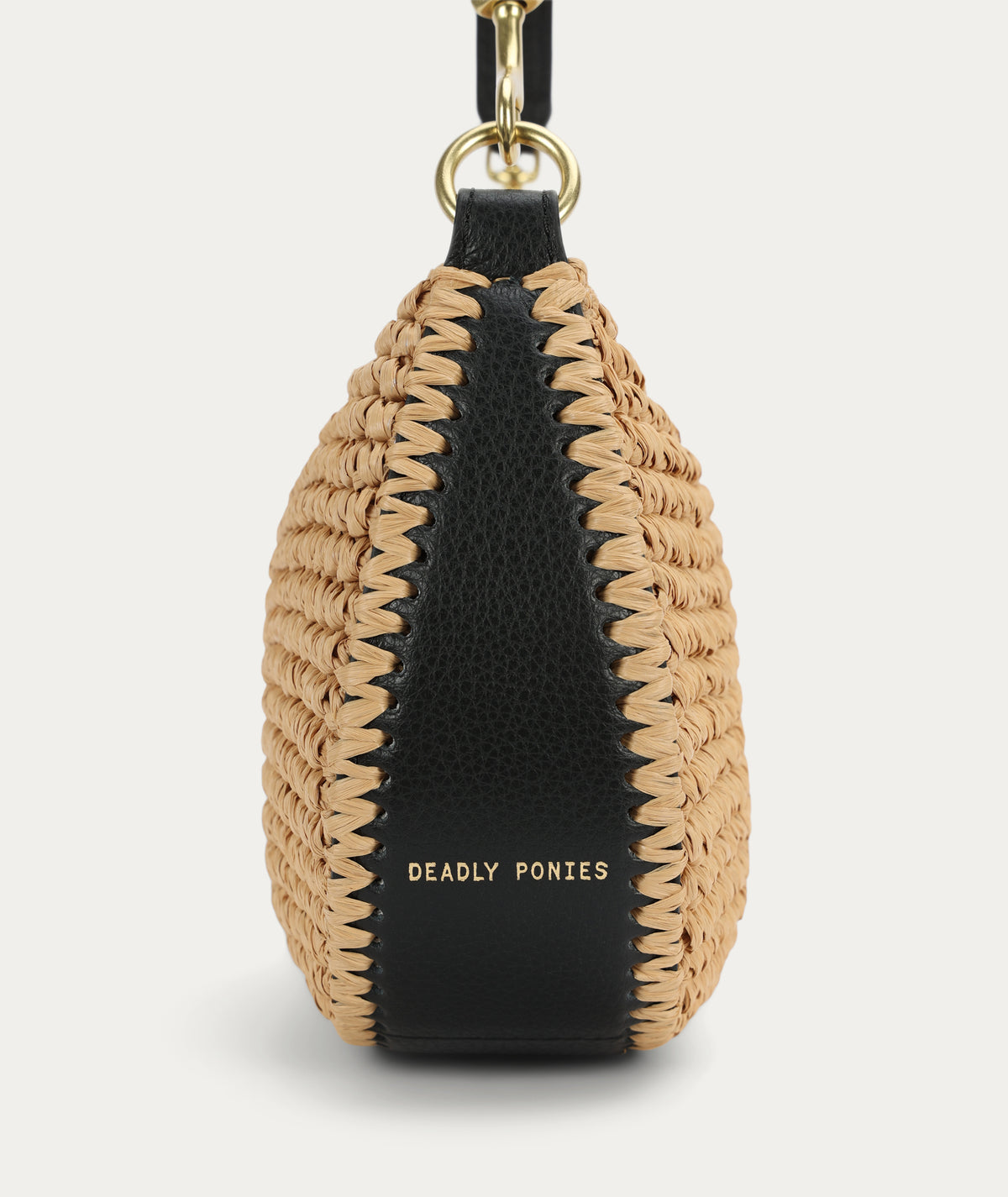 Mini Sling Bag - Natural Raffia/Black