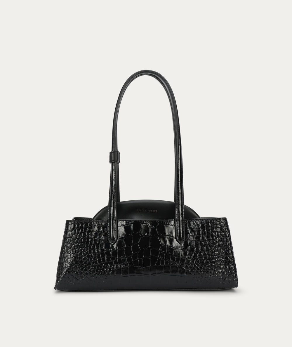 Mini Vault Tote - Black Croc