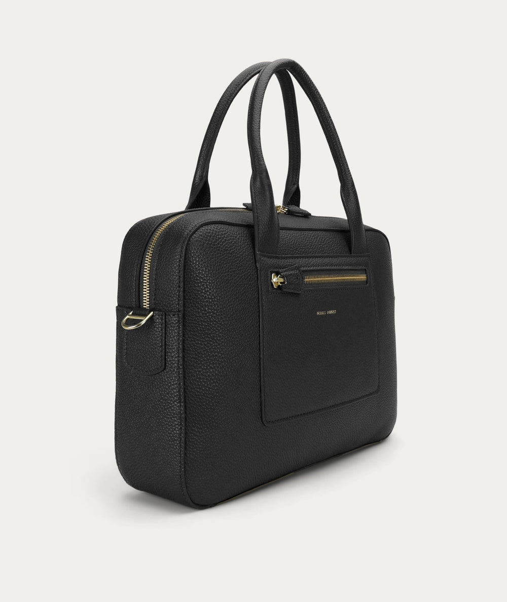 Zorro Briefcase - Black/Brass