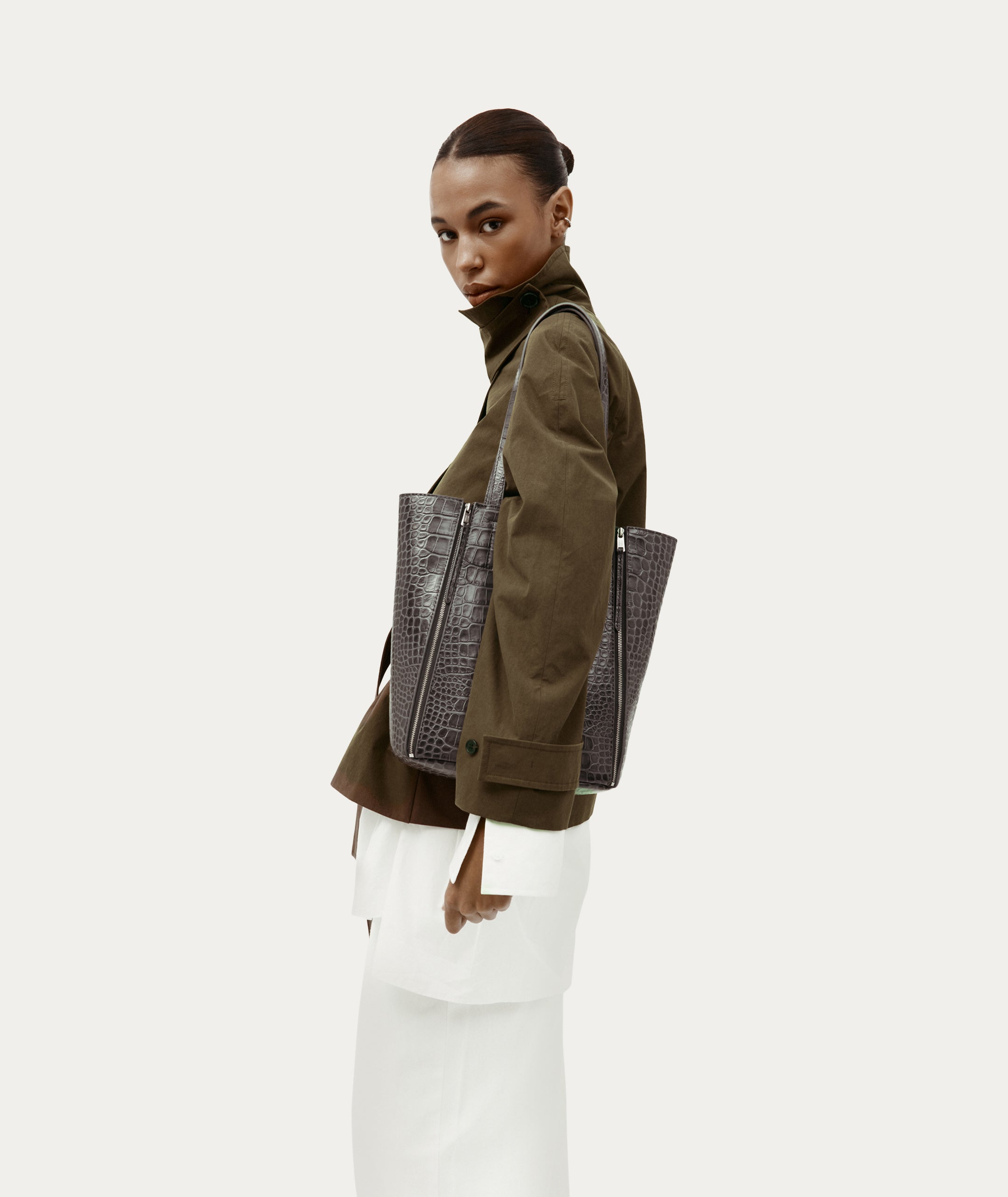 Mr Scurry Tote Midi - Flint Croc