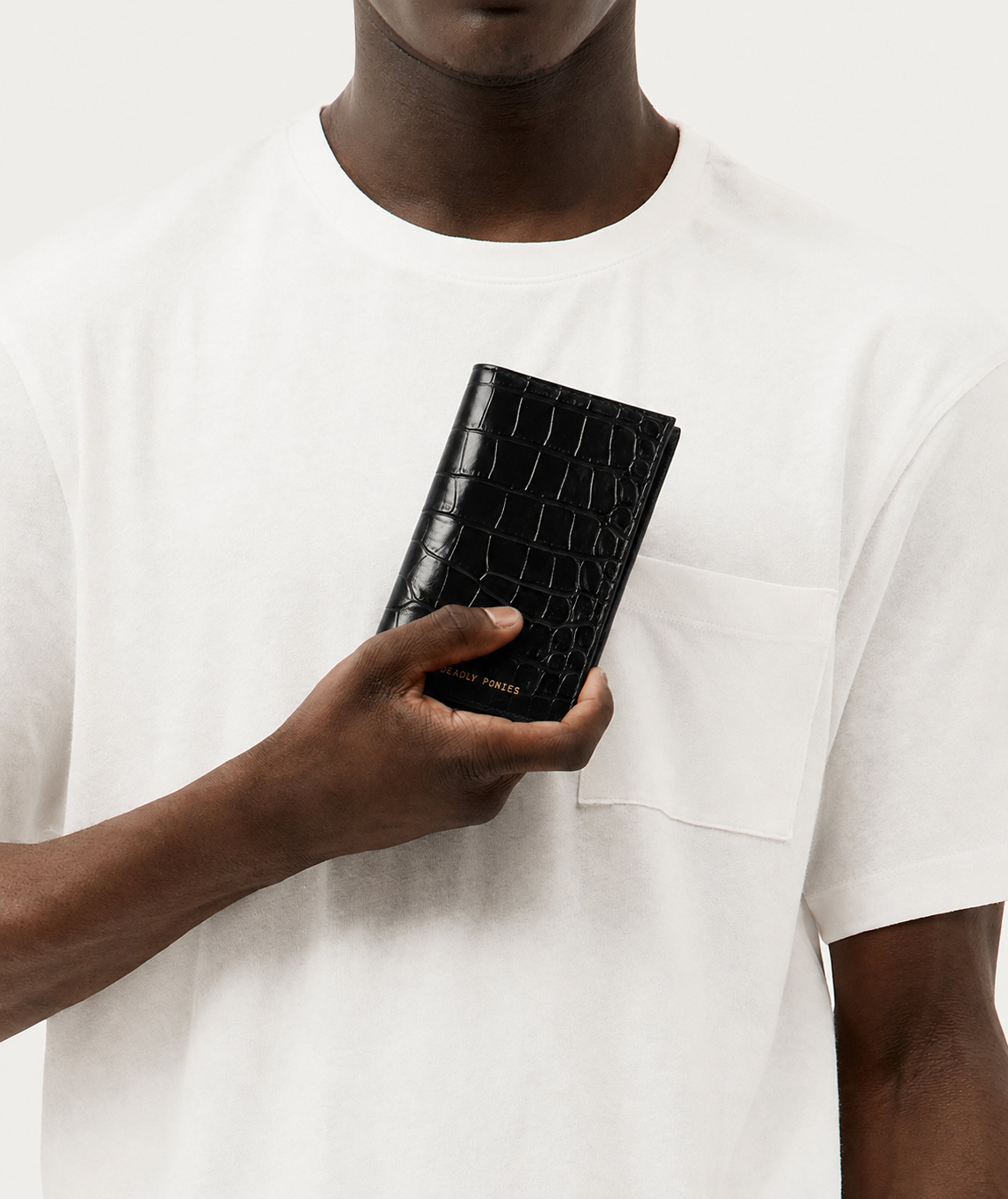 Passport Wallet - Black Croc