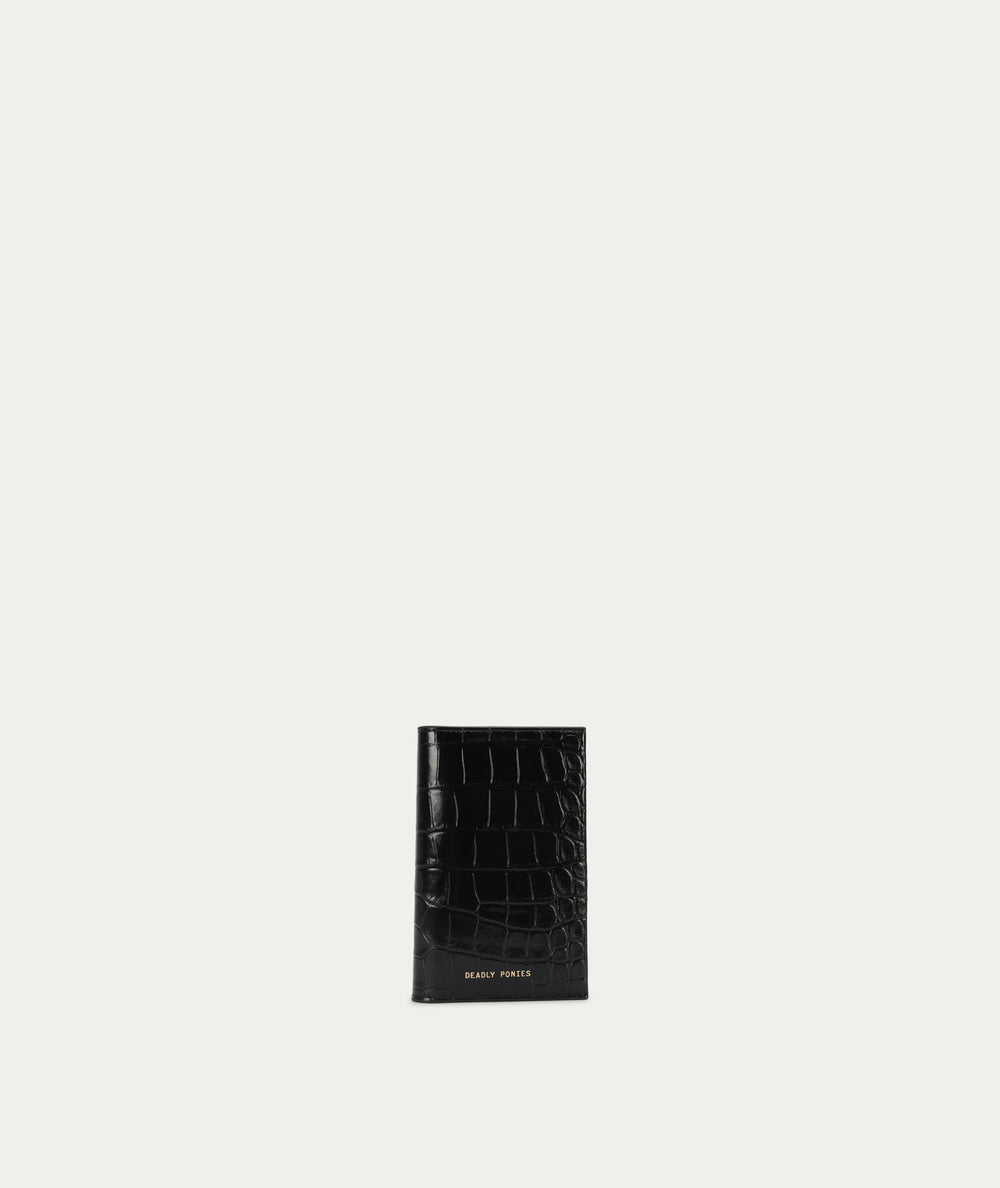 Passport Wallet - Black Croc