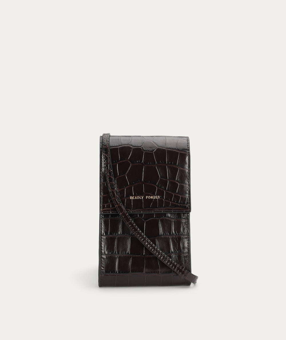 Poucheroo - Leather Strap - Espresso Croc