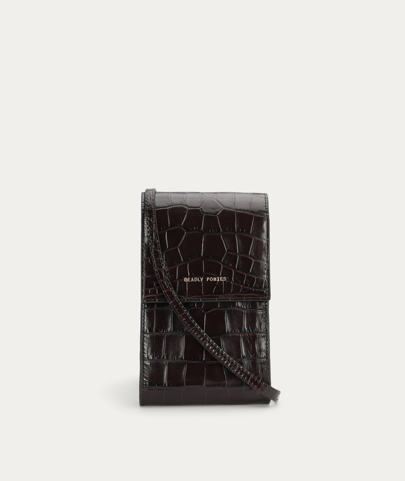 Poucheroo - Leather Strap - Espresso Croc