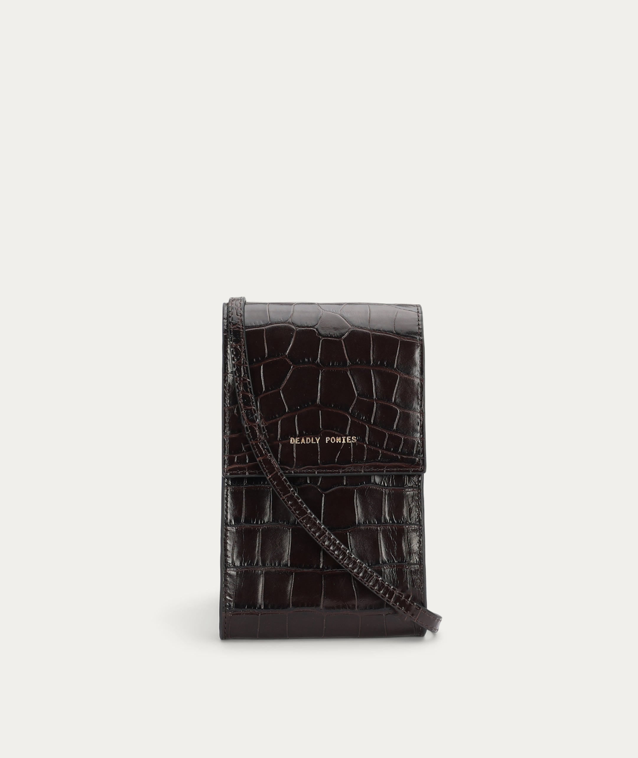 Poucheroo - Leather Strap - Espresso Croc