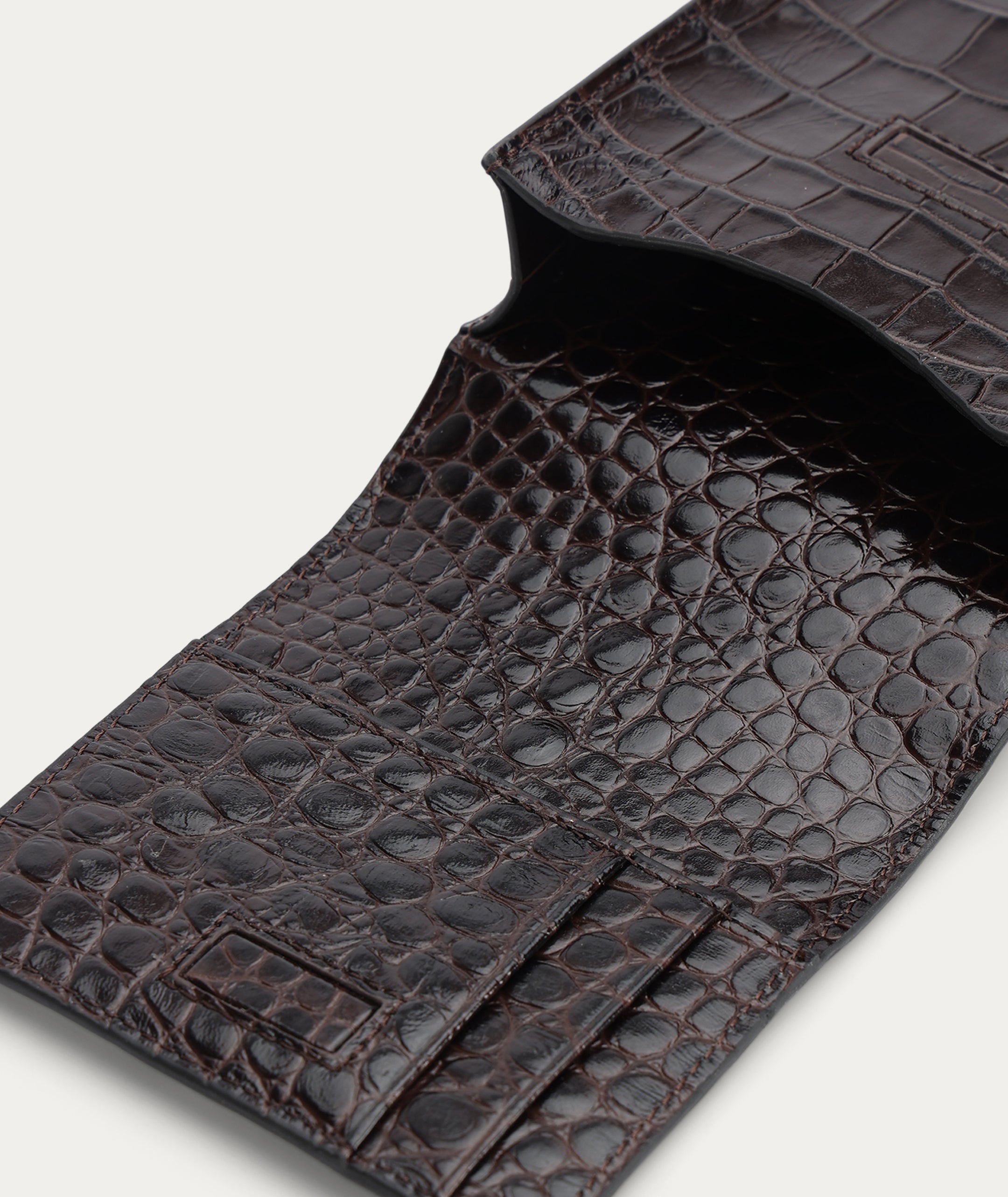 Poucheroo - Leather Strap - Espresso Croc