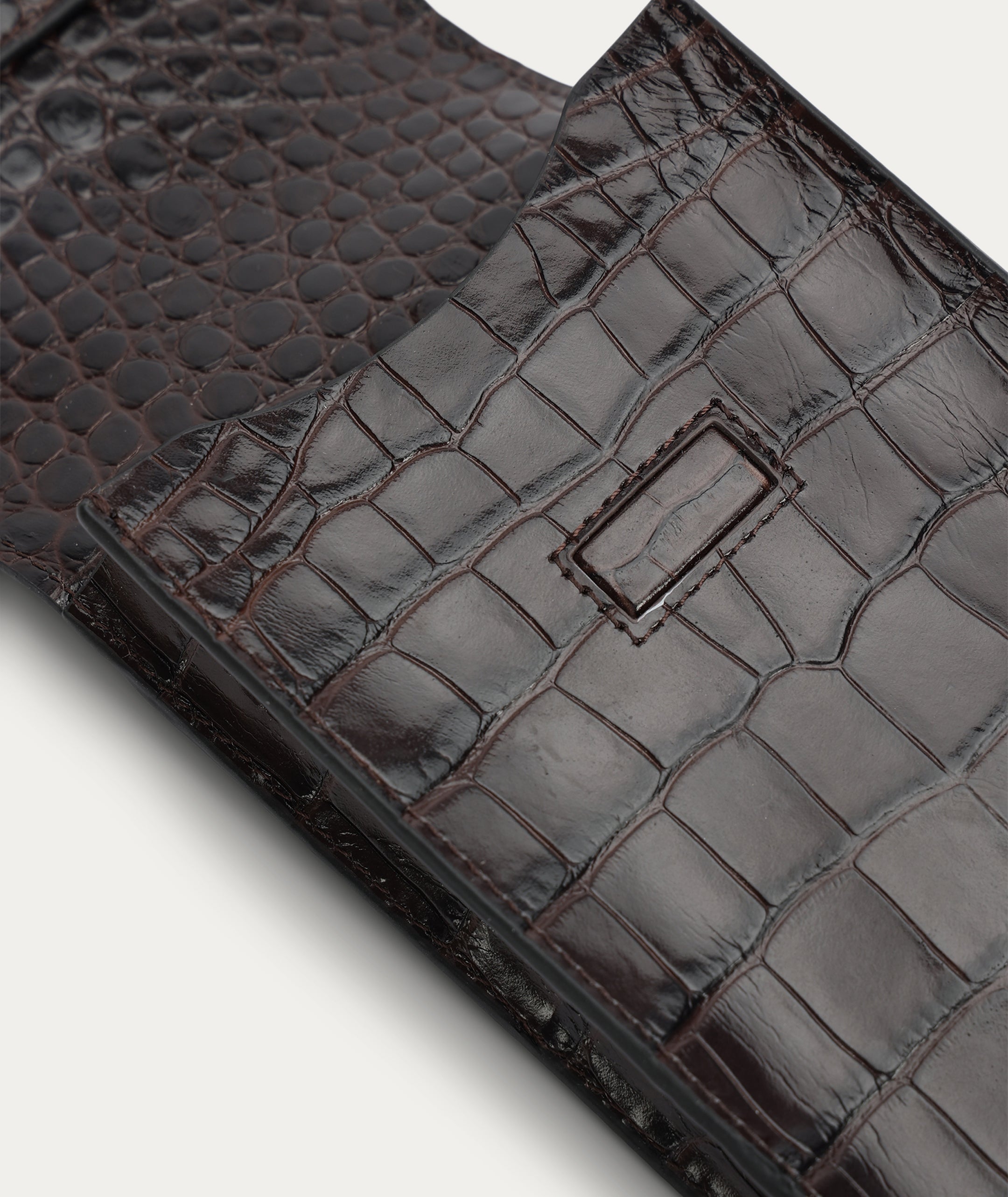 Poucheroo - Leather Strap - Espresso Croc