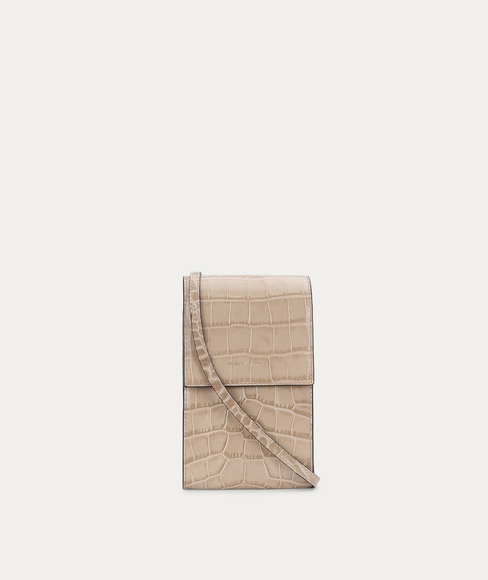 Poucheroo - Leather Strap - Oat Croc