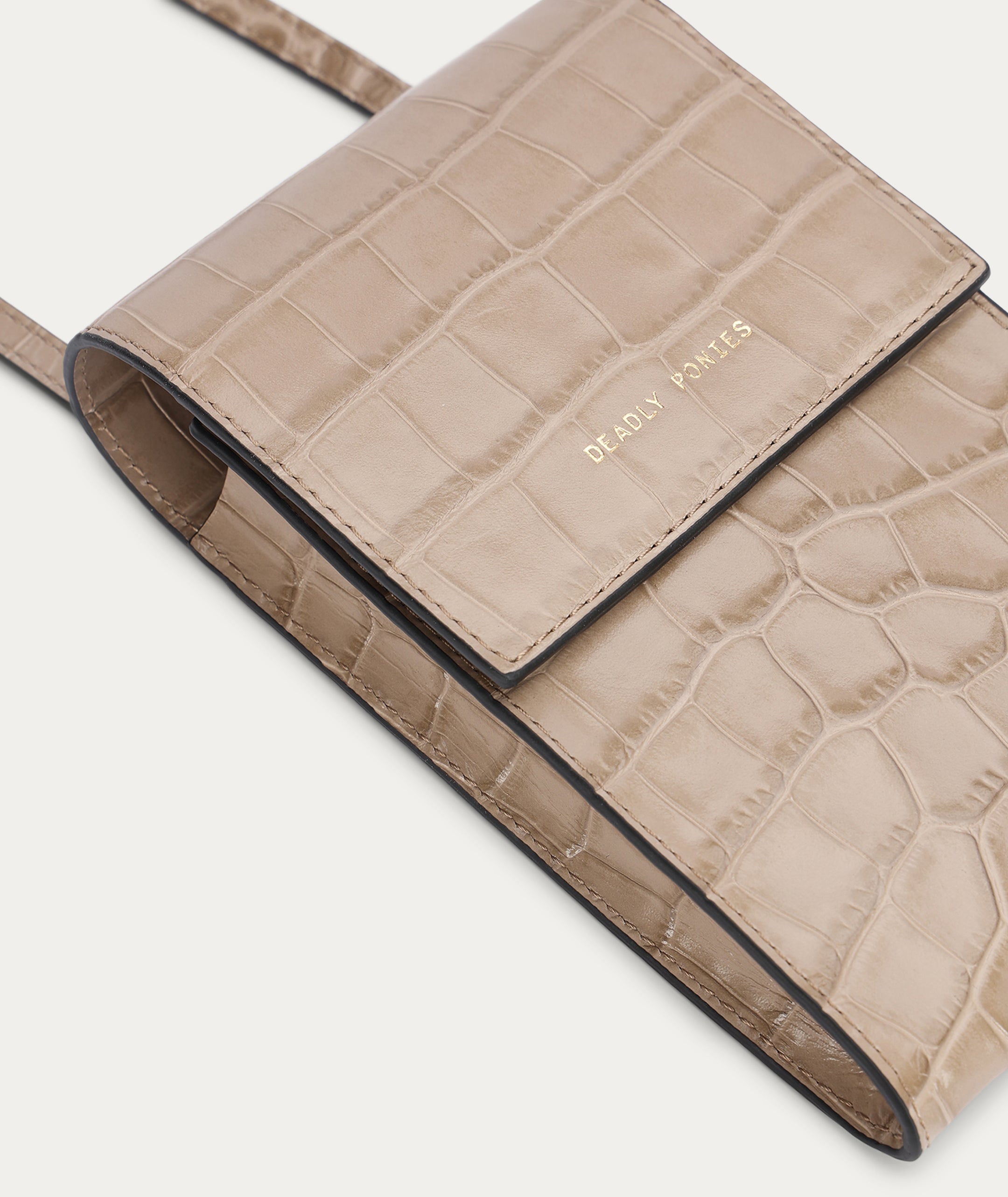 Poucheroo - Leather Strap - Oat Croc