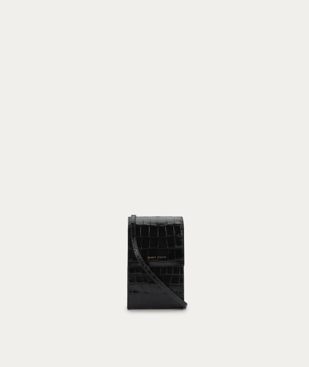 Poucheroo Phone Wallet - Black Croc