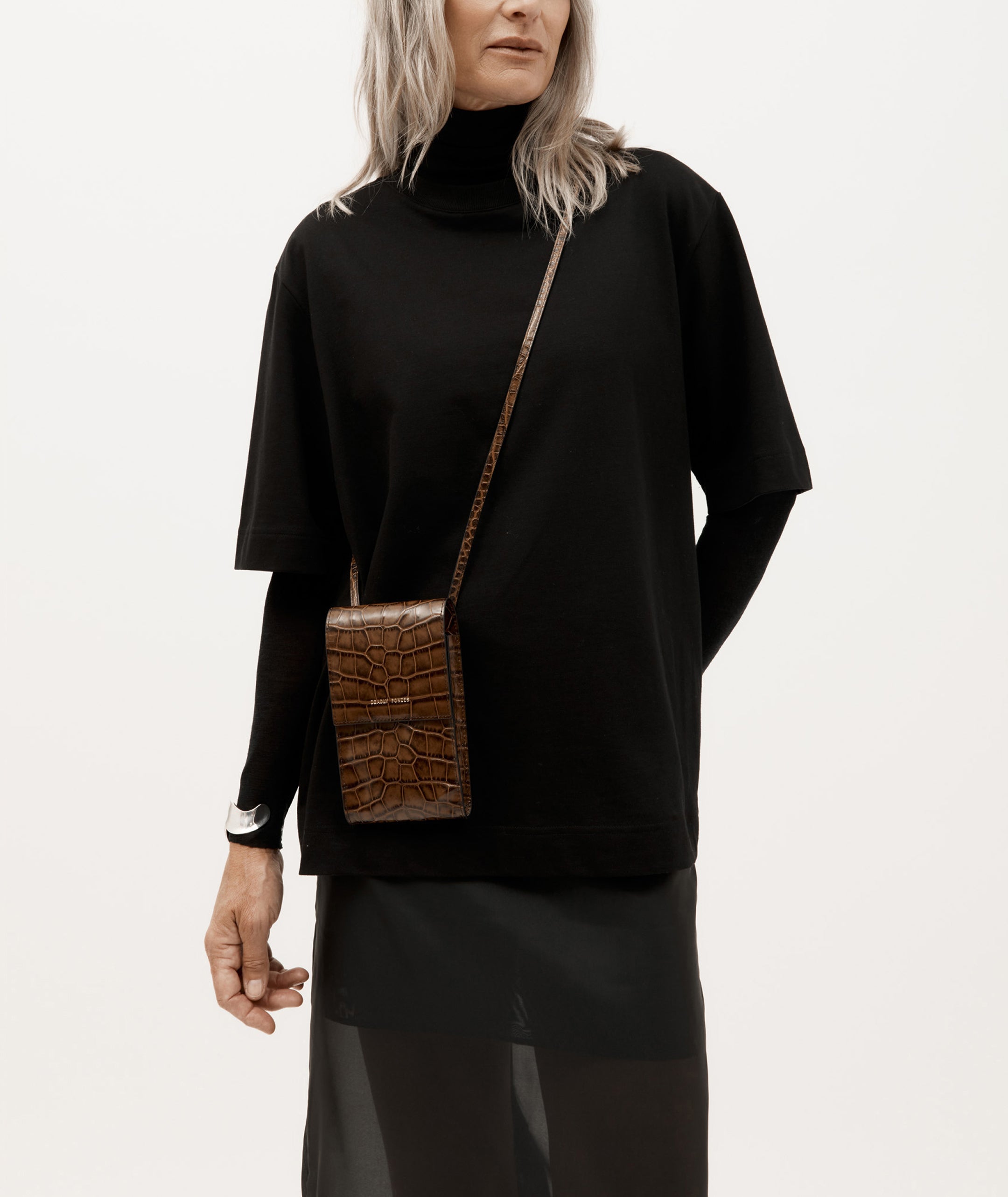 Poucheroo Leather Strap - Toffee Croc