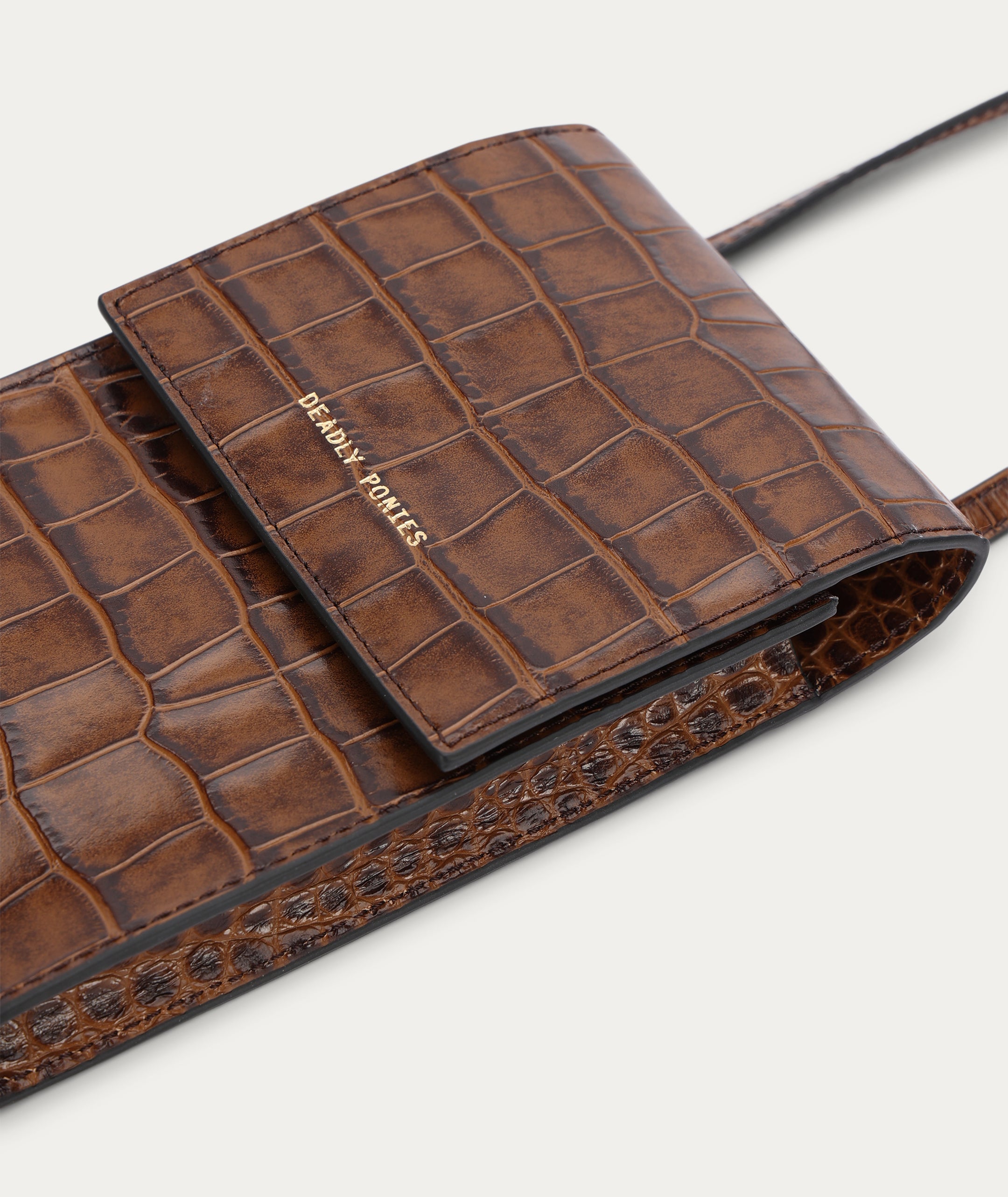 Poucheroo Leather Strap - Toffee Croc