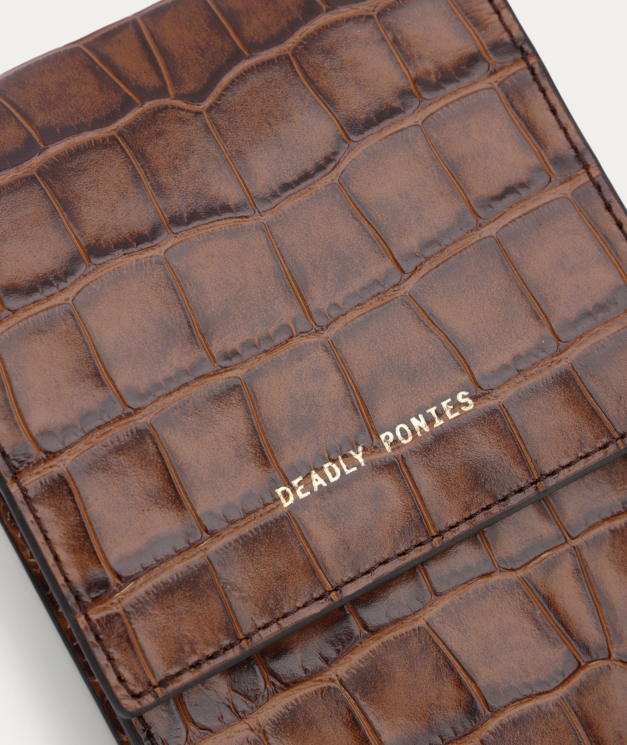 Poucheroo Leather Strap - Toffee Croc