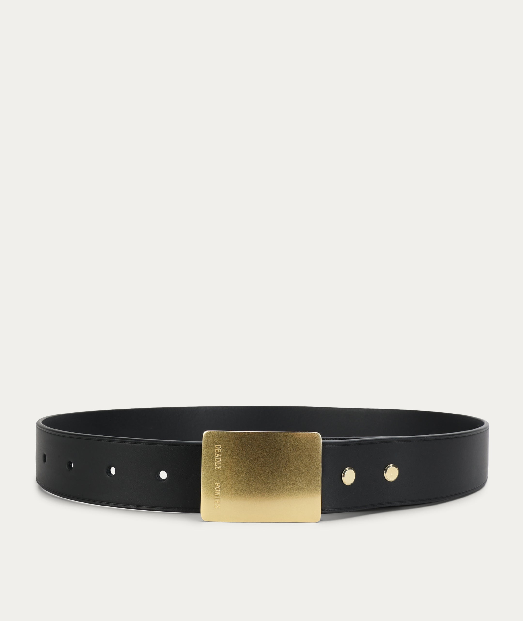 Wide Belt - Rectangle Buckle - Black/Brass