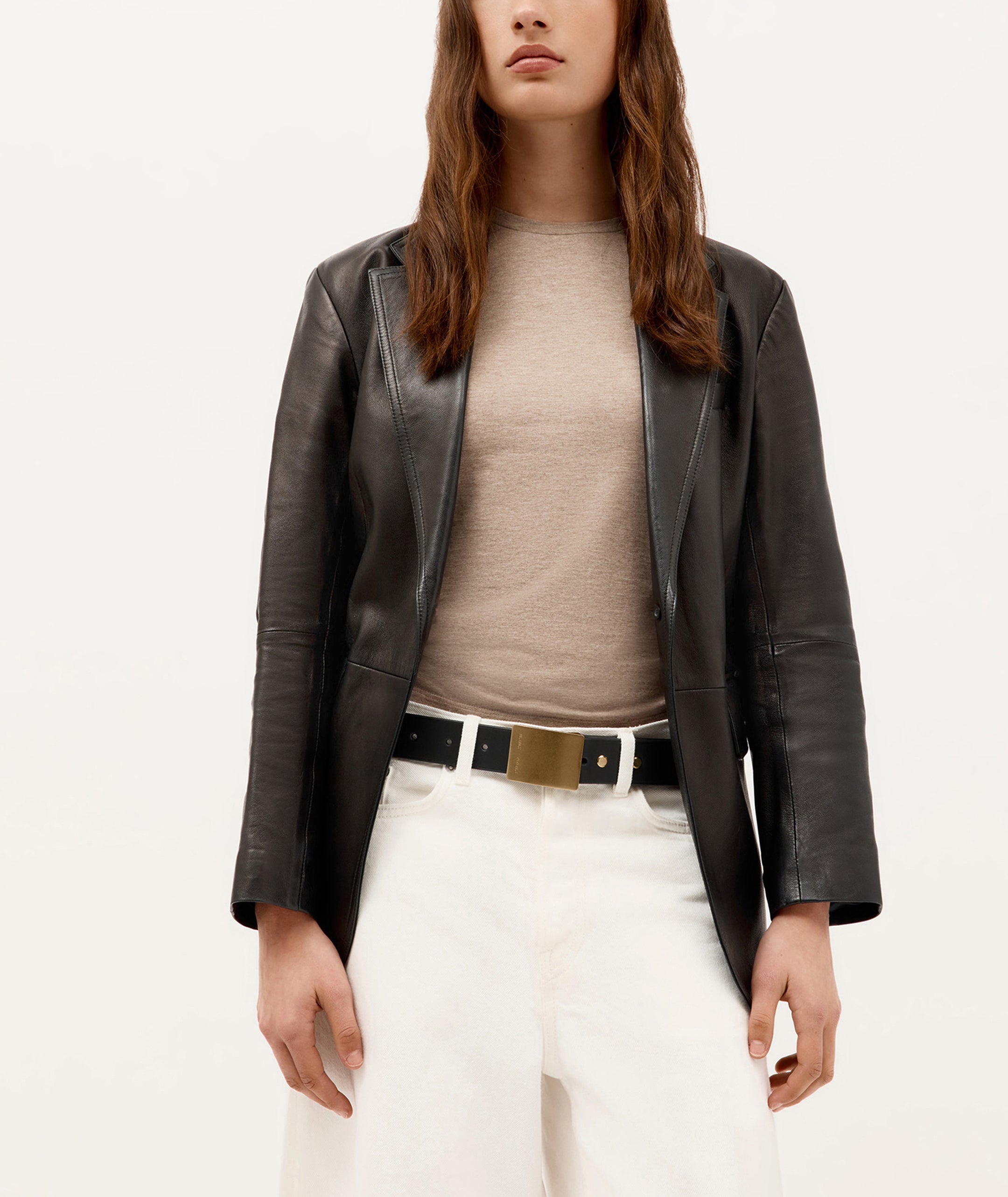 Wide Belt Rectangle Buckle - Black/Brass