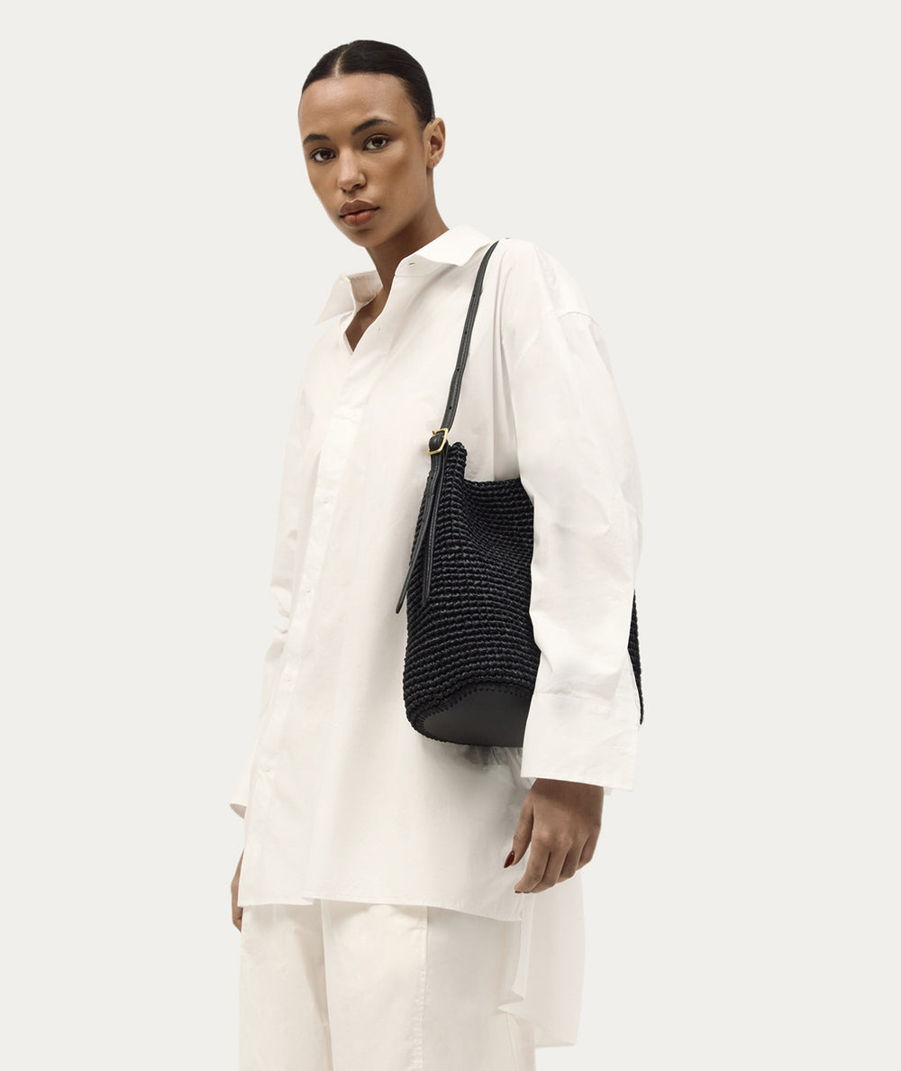 Rush Tote - Black Raffia/Black
