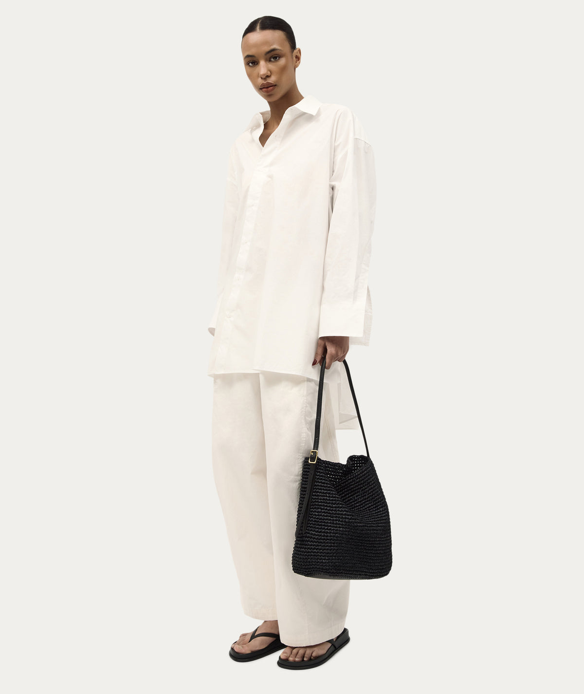 Rush Tote - Black Raffia/Black