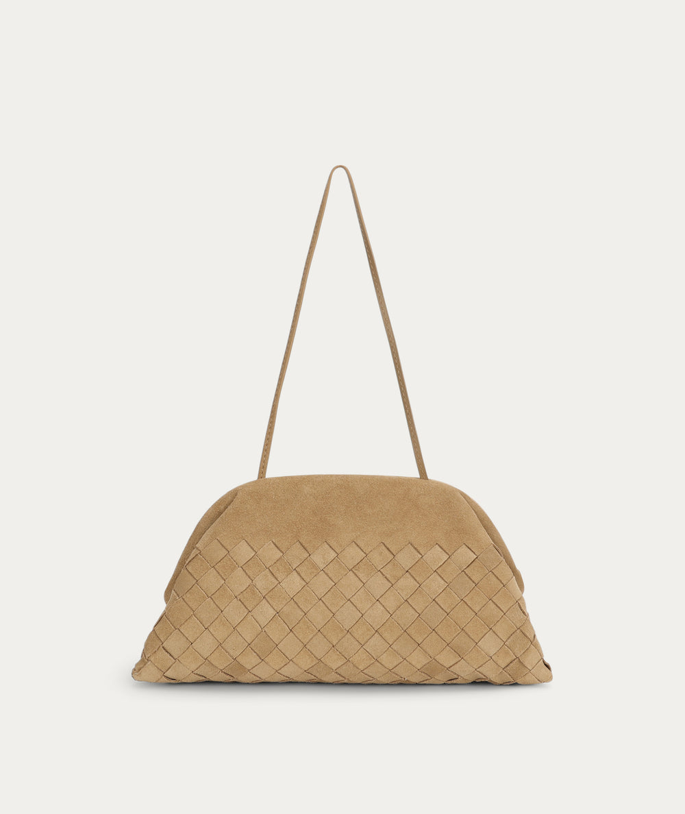 Vault Clutch - Oat Woven Suede