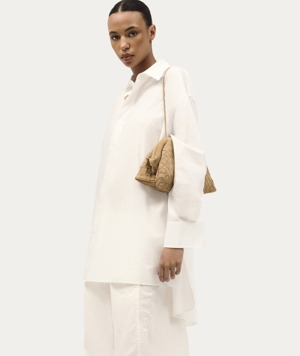 Vault Clutch - Oat Woven Suede